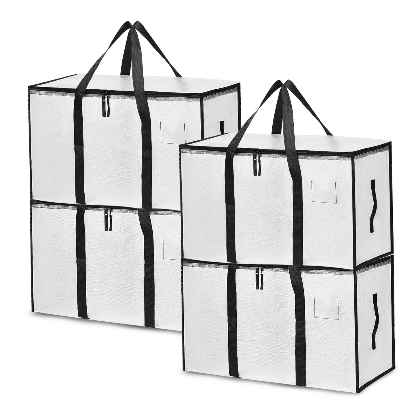 1Pack Large Moving Bags with Zippers & Carrying Handles, Heavy Duty Storage Tote Moving Boxes ，Space Saving (Clear, 1 Pack)