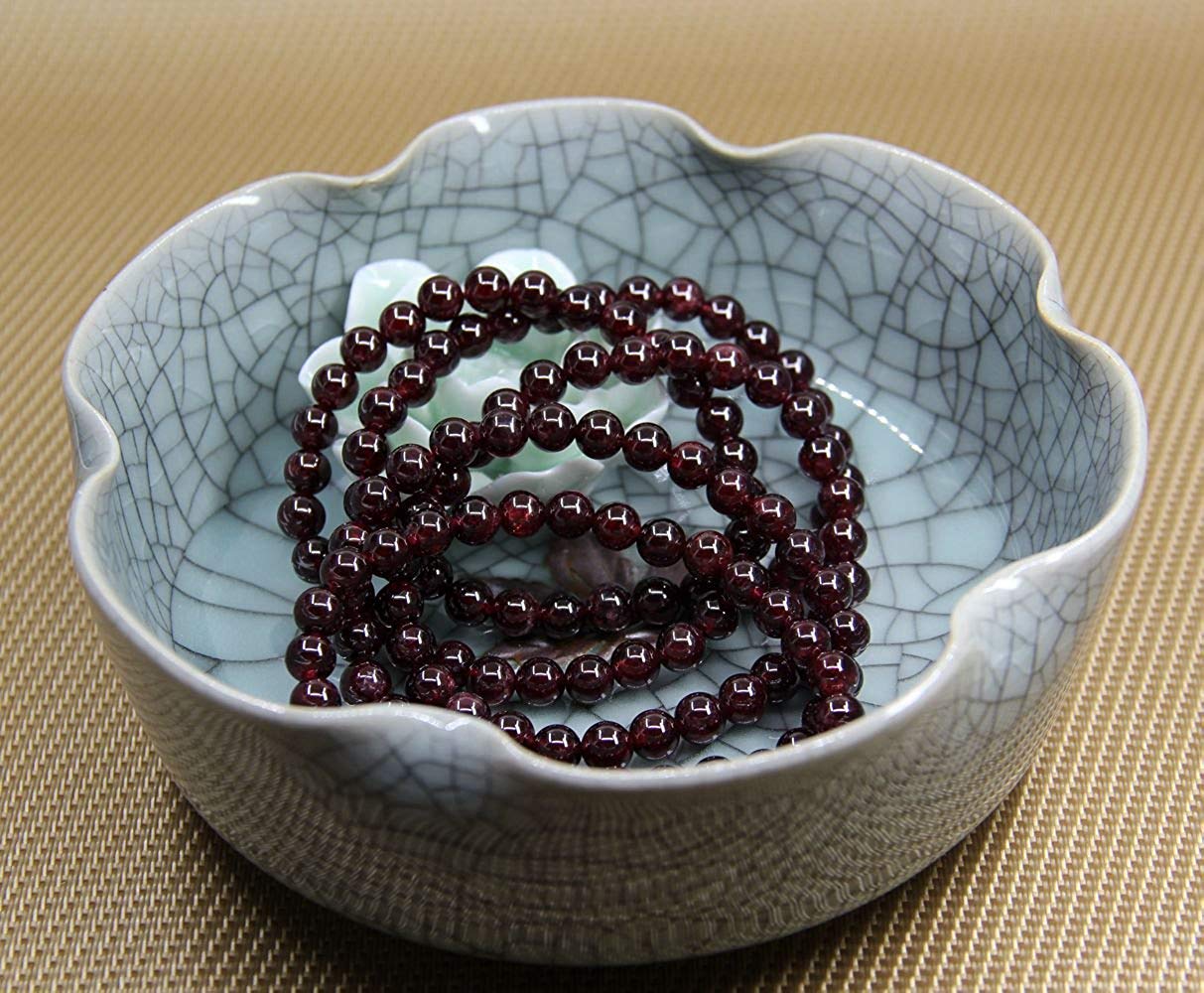 Angelstones Handmade Natural Red Garnet Healing Gemstone 6mm Round Beads Stretch Crystal Bracelet 7 Inch Unisex