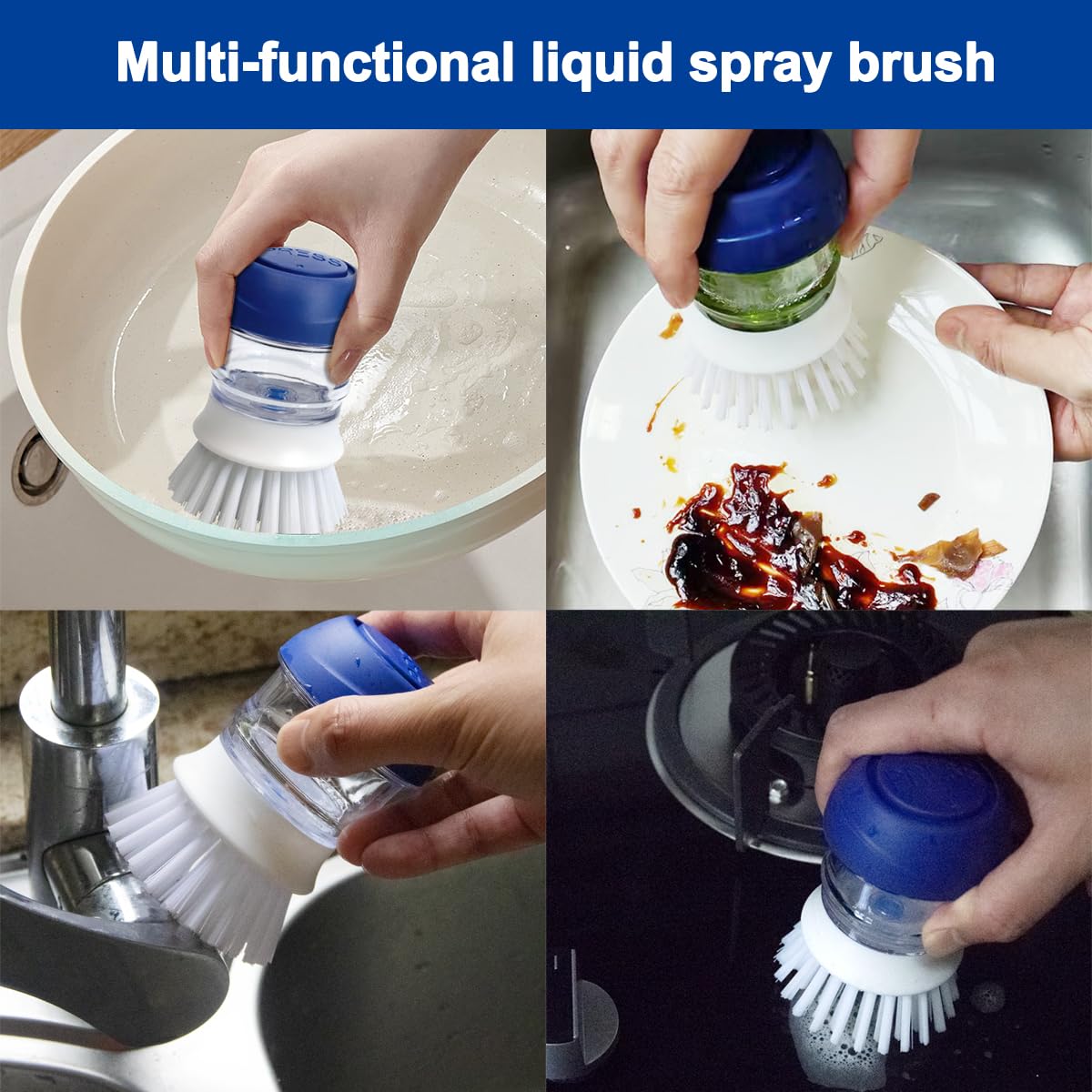 CELOX Soap Dispensing Dish Brush with Holder, Dish Scrub Brush with Holder