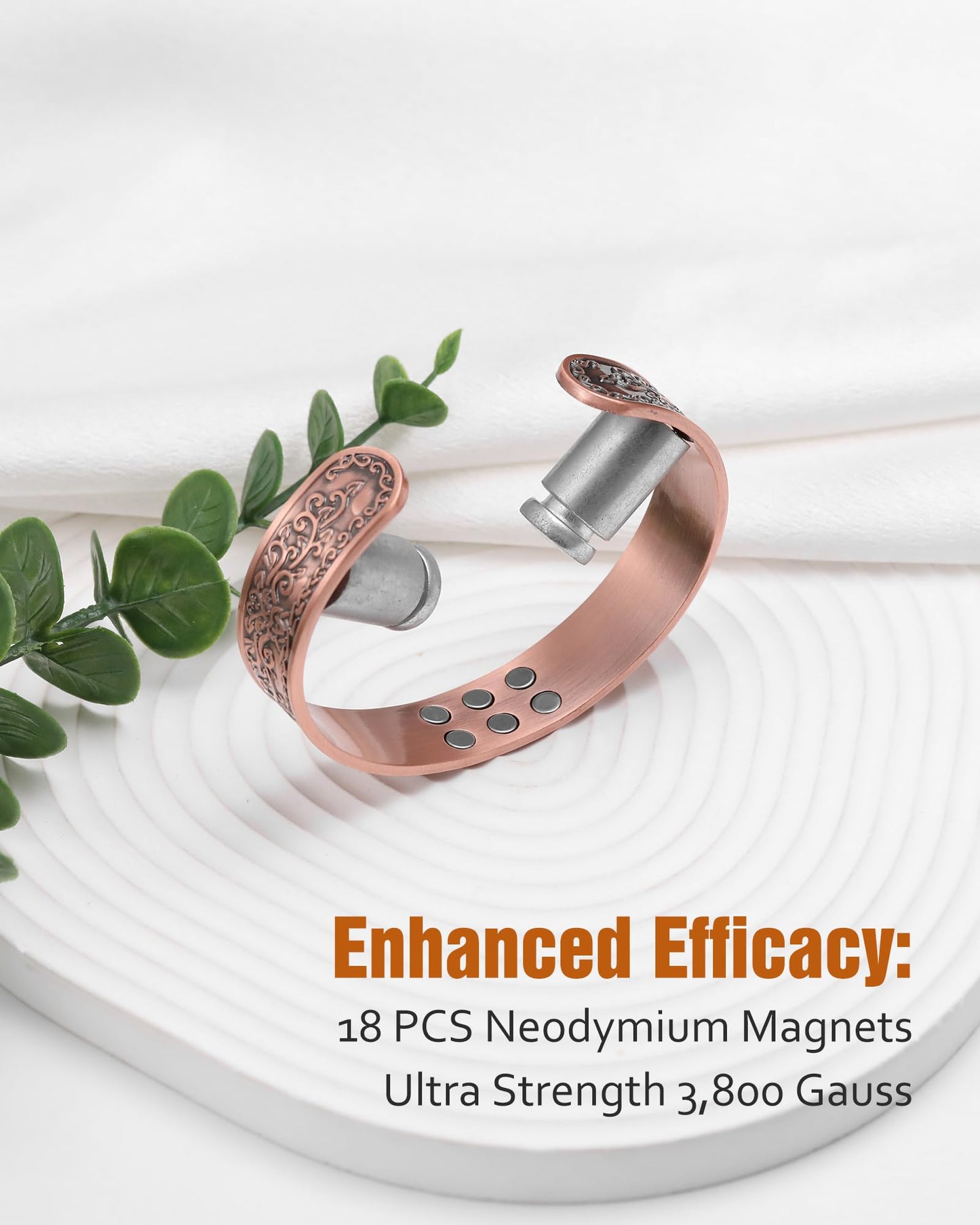 Jecanori Pure Copper Bracelets for Women Men, Magnetic Bracelets with Sizing Tool
