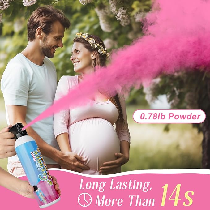 Merear Gender Reveal Fire Extinguisher 2 Packs, Gender Reveal Ideas, Baby Girl Reveal Party Ideas 100% Biodegragable for Gender Reveal Decorations (Pink)