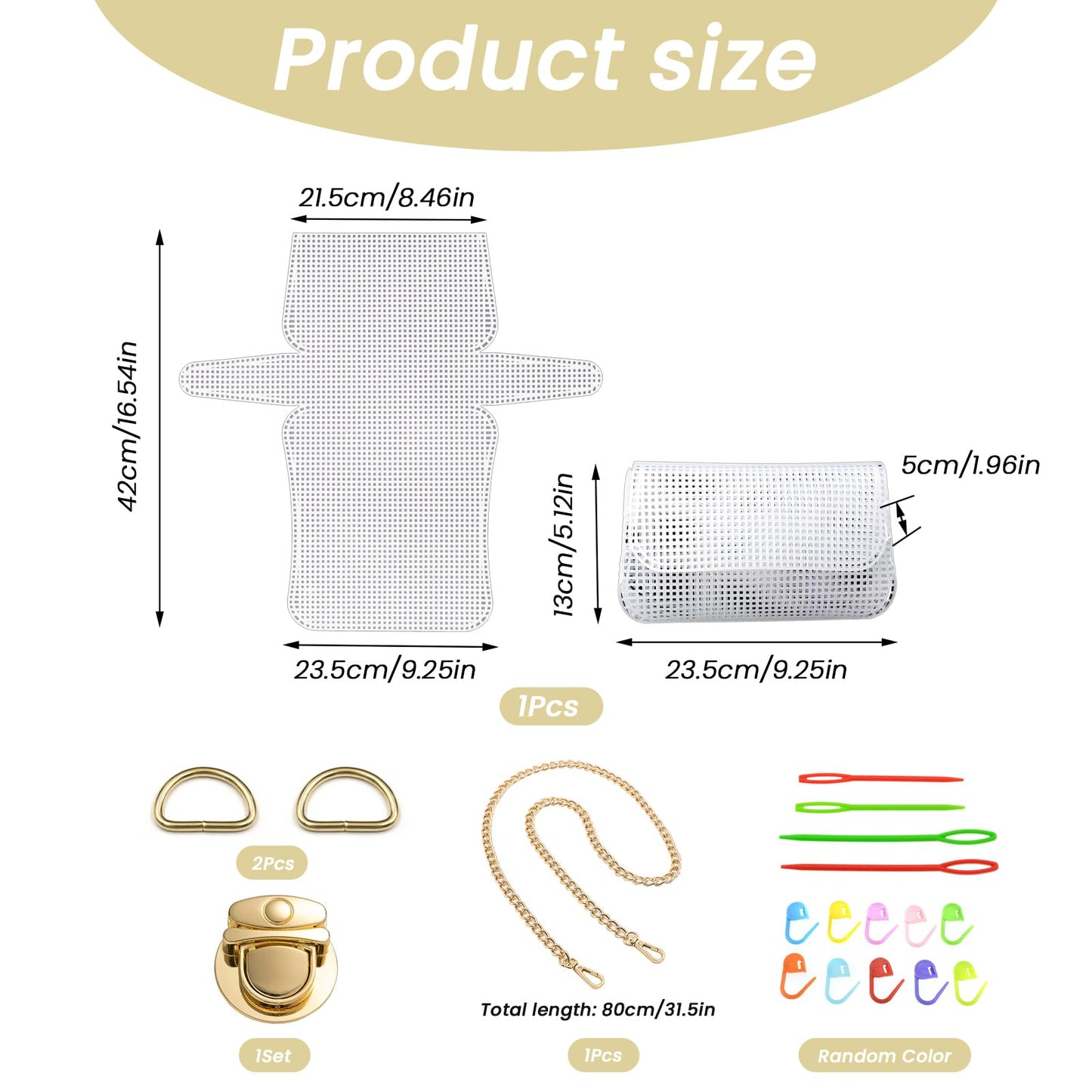 Wzttdm DIY Knitting Crochet Bags Kit, 8.7x4.9 Inch Blank Needlepoint Canvas Sheets, Mesh Plastic Canvas Bag Kit for Handmade Bag Making Acrylic Yarn Crafting Projects