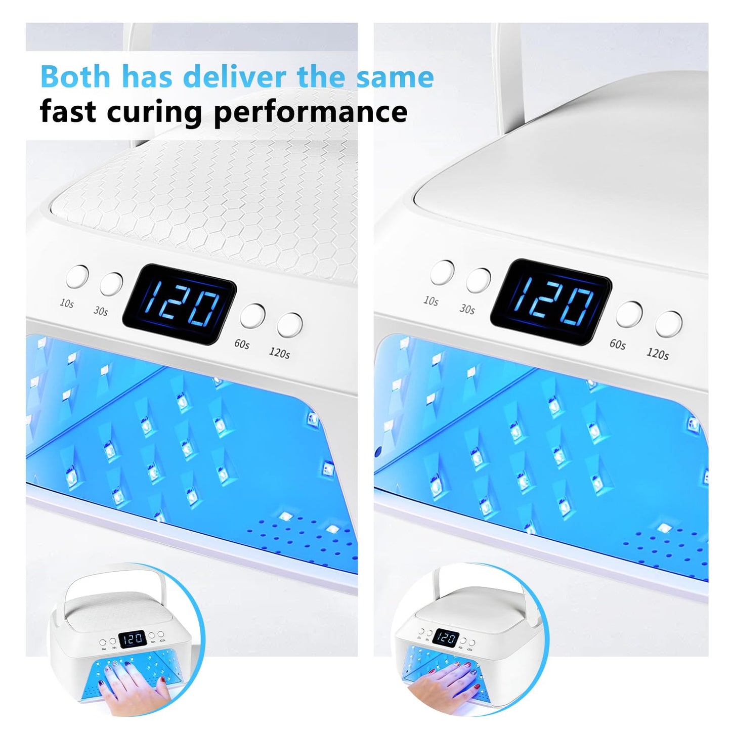 JODSONE U V LED Nail Lamp with Hand Pillow Large Space for Salon Portable Handle Front and Rear Dual Display Professional Nail Lamp Fast Drying Gel Nail Polish