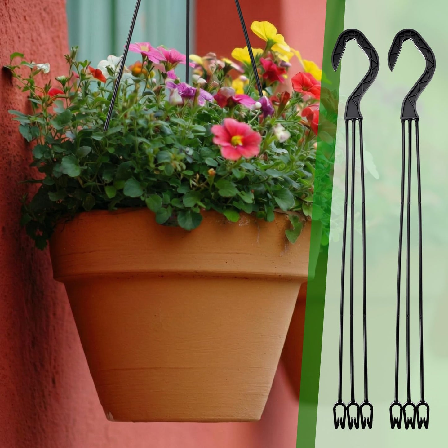 Acellegic 12 Pcs Plastic Plant Pot Hanger 14 Inch Black Hanging Basket Hooks Flower Pot Hangers for Indoor/Outdoor Garden, Patio, Balcony Decor