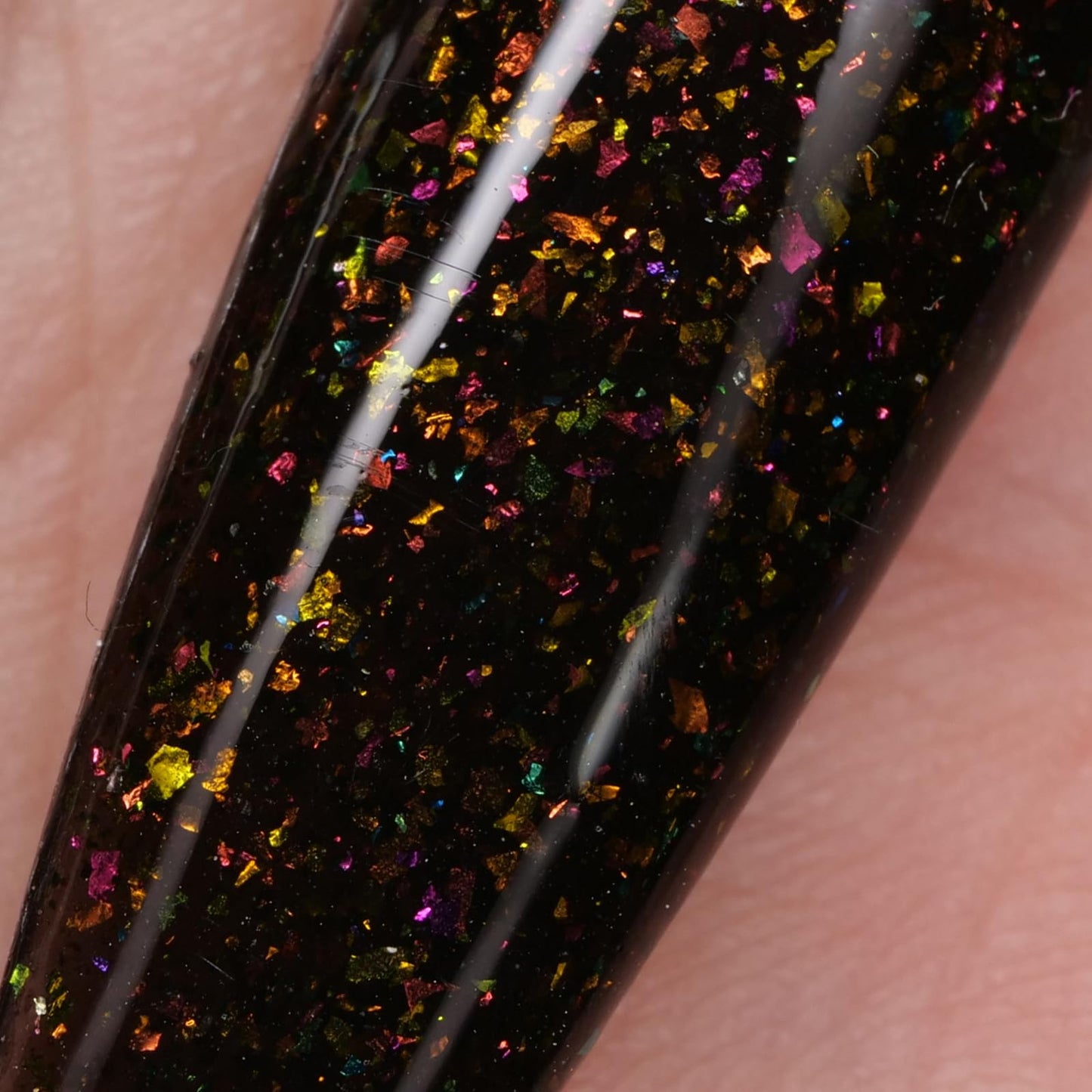 Glow in the dark Black Nail Acrylic Powder Mixed with Holographic Chameleon Opal Flakies (Black63bh, 2OZ)