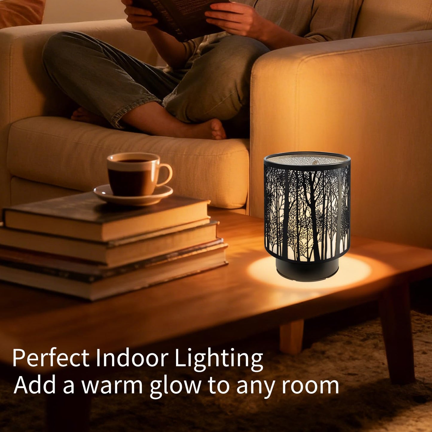 HEKALU Battery Operated Table Lamp, Cordless Lamps for Home Décor, Nightlight with LED Bulb with Timer for Living Room Bedroom Tabletop Entryway Centerpiece Gift (Forest)