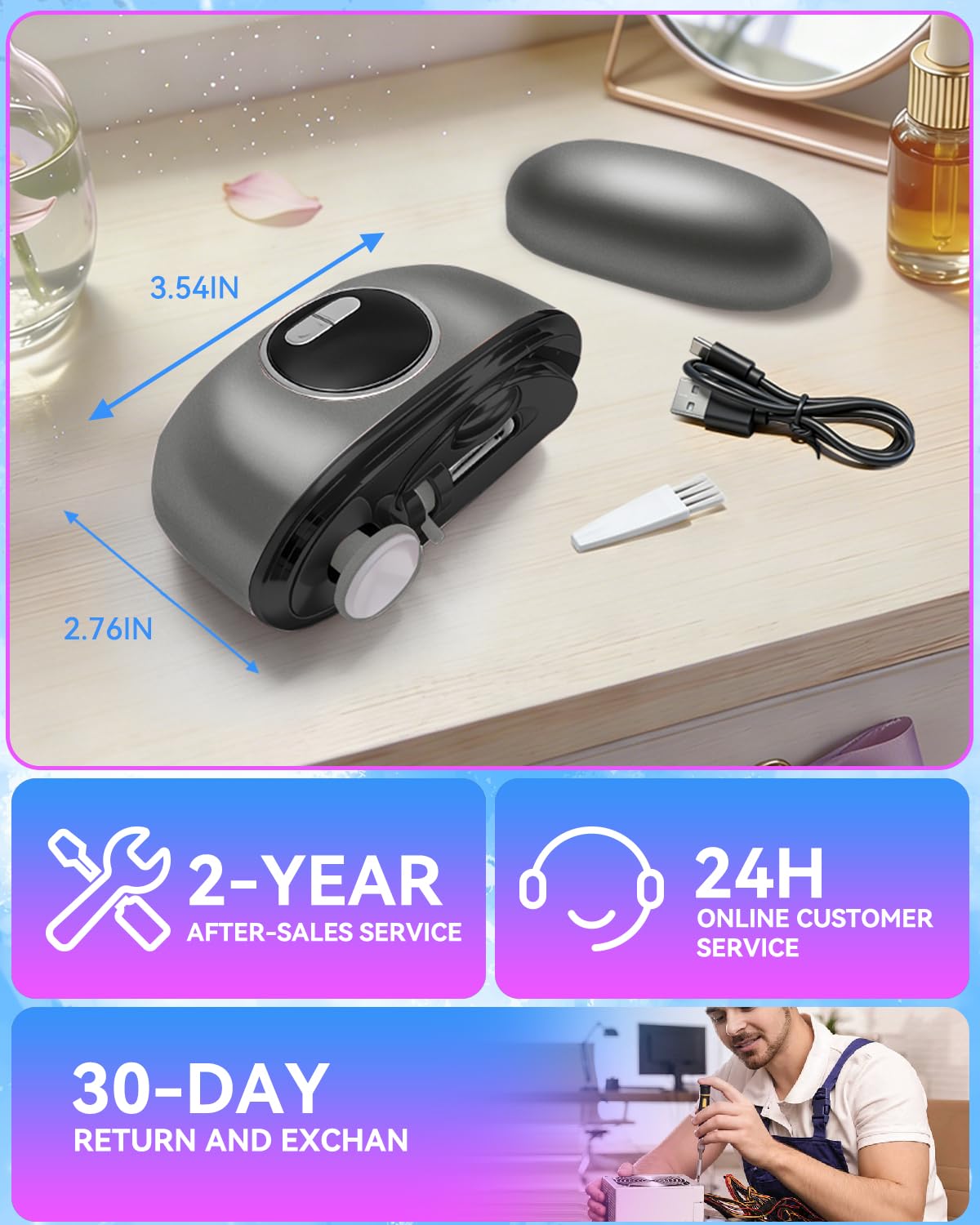 2026 Upgraded 3-in-1 Electric Automatic Nail Clipper【5.0 German Power Motor】【3 Smart Modes & Double-Blade】【Safe Nail Trimmer Polishing】 with LED Light & Dust Storage, Quiet & Gentle for Senior