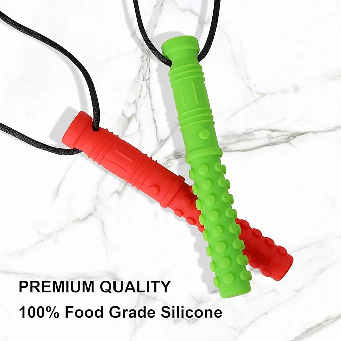 6 Pack Mace Chew Necklace for Sensory Kids, BPA Free, Food-Grade Silicone Oral Motor Aids Chew Necklace Sensory for Autism, ADHD, Anxiety, or Other Special Needs