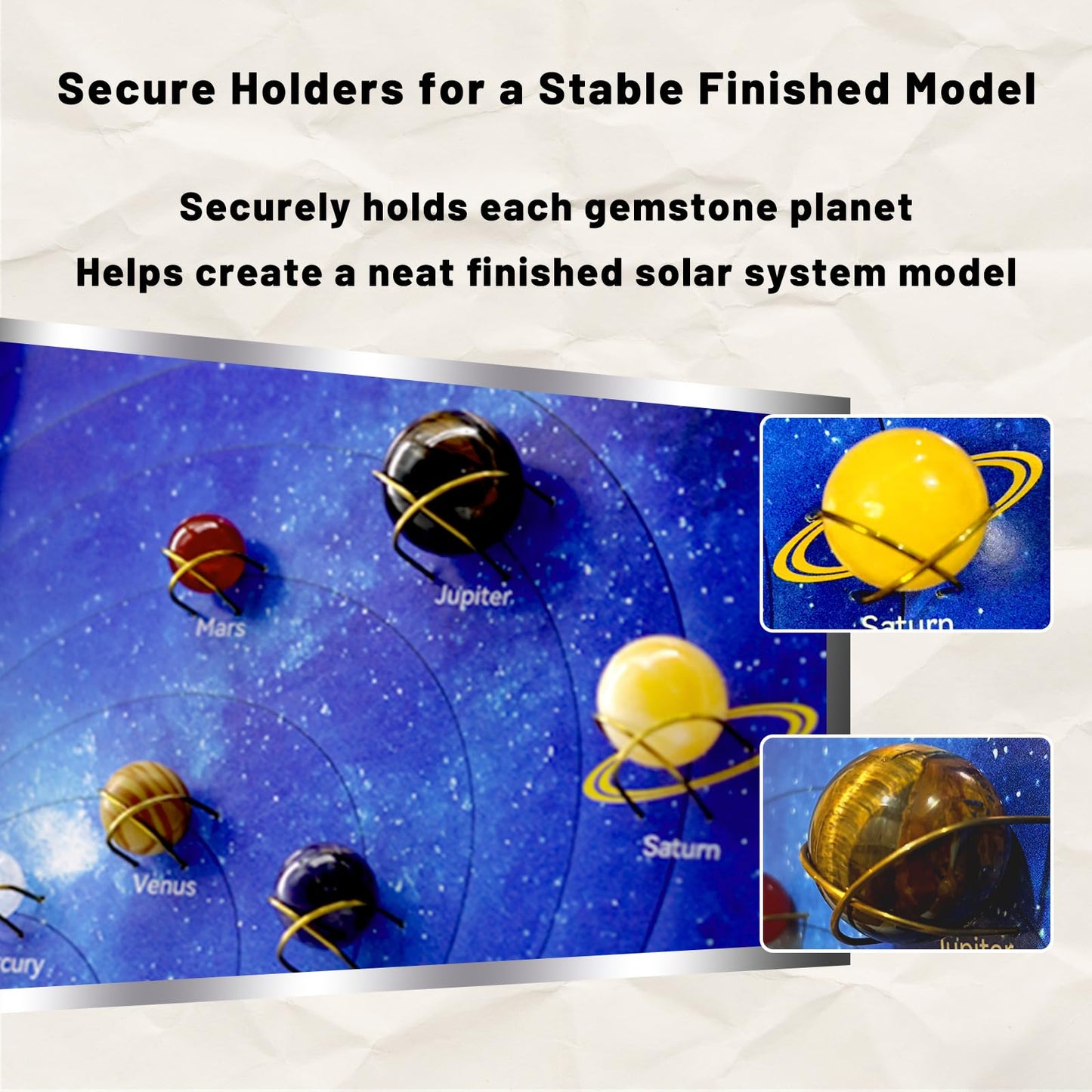 Solar System Project Kit for Kids 8-12, 8 Real Gemstone Planet Marbles Educational Science Project Astronomy Gift 10.9" x 9"