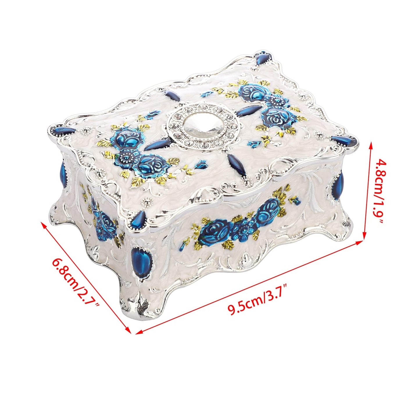 Hipiwe Vintage Trinket Box Metal Jewelry Box Wedding Ring Box Keepsake Box Treasure Box Chest Ornate Antique Finish Engraved Box Case Small