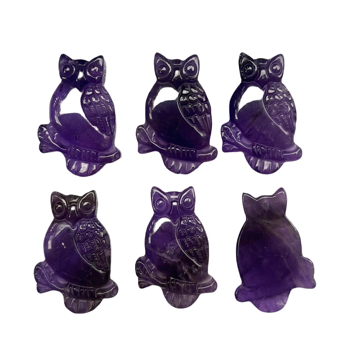 Bacatgem Natural Amethyst Owl Figurines Crystals and Healing Stones,Haped DIY Pendant