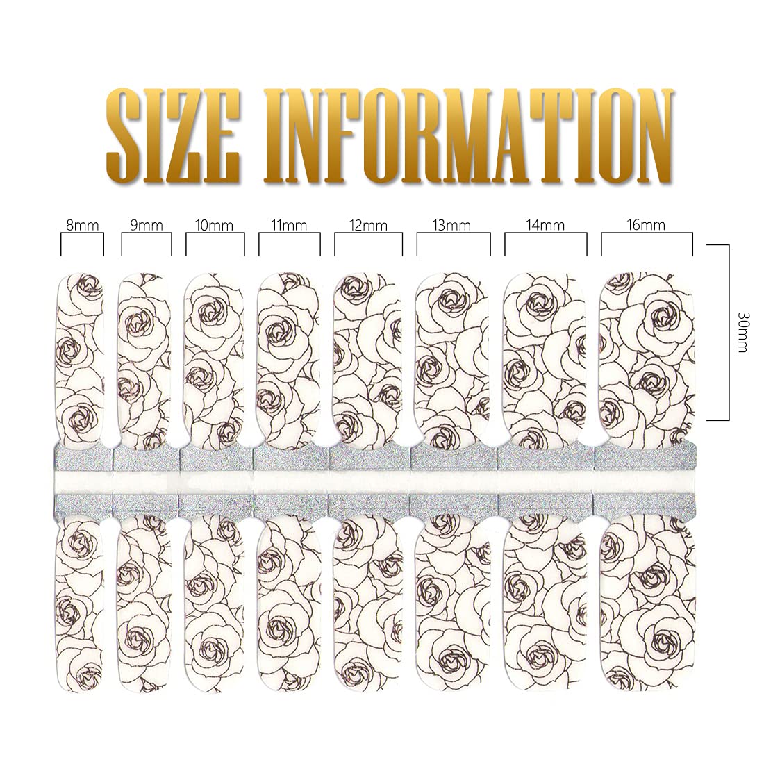 SILPECWEE 5 Sheets Rose Gold Full Nail Wraps Stick on Nail Polish Strips Stickers Tips Glitter Flower Manicure Design Adhesive Gel Nail Strips for Women with 1Pc File