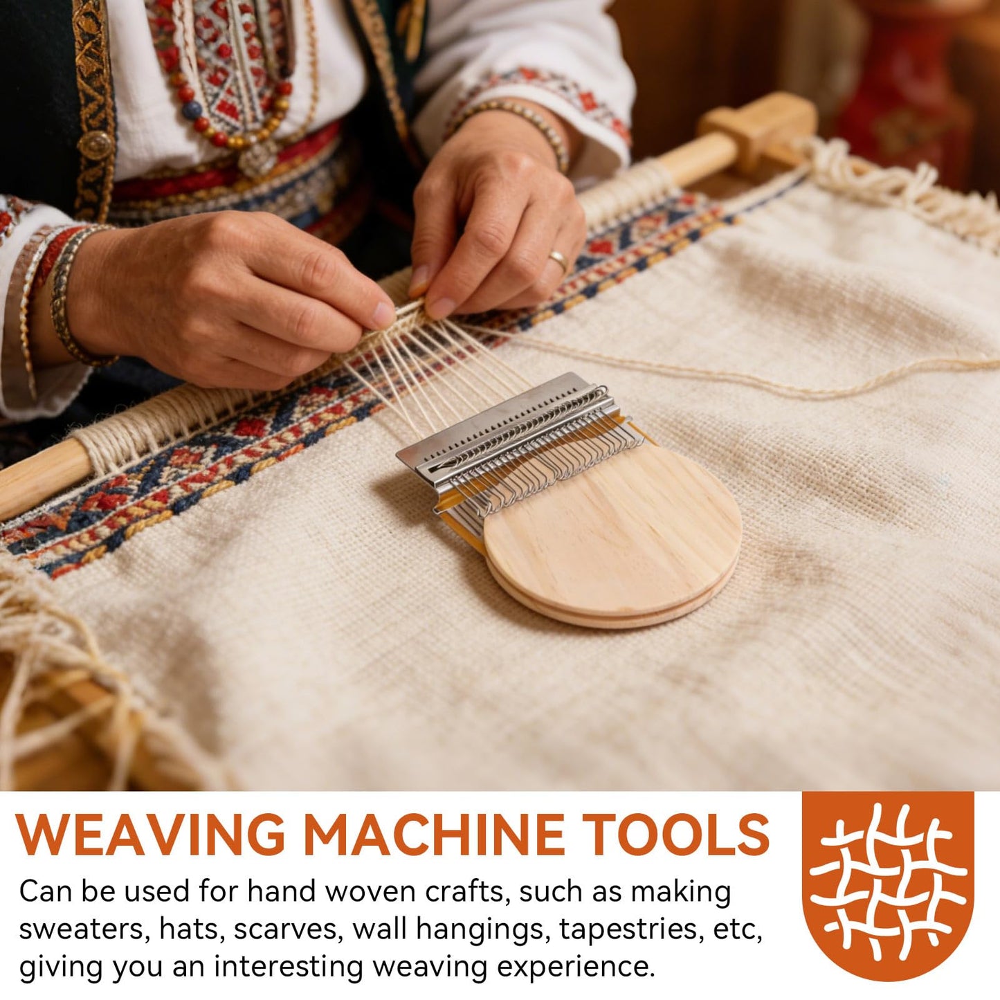 Small Weaving Loom, 28 Pins Darning Loom Mini Loom Machine Wooden Weaving Loom Kit Arts Darning Tool for Mending Jeans Socks Clothes