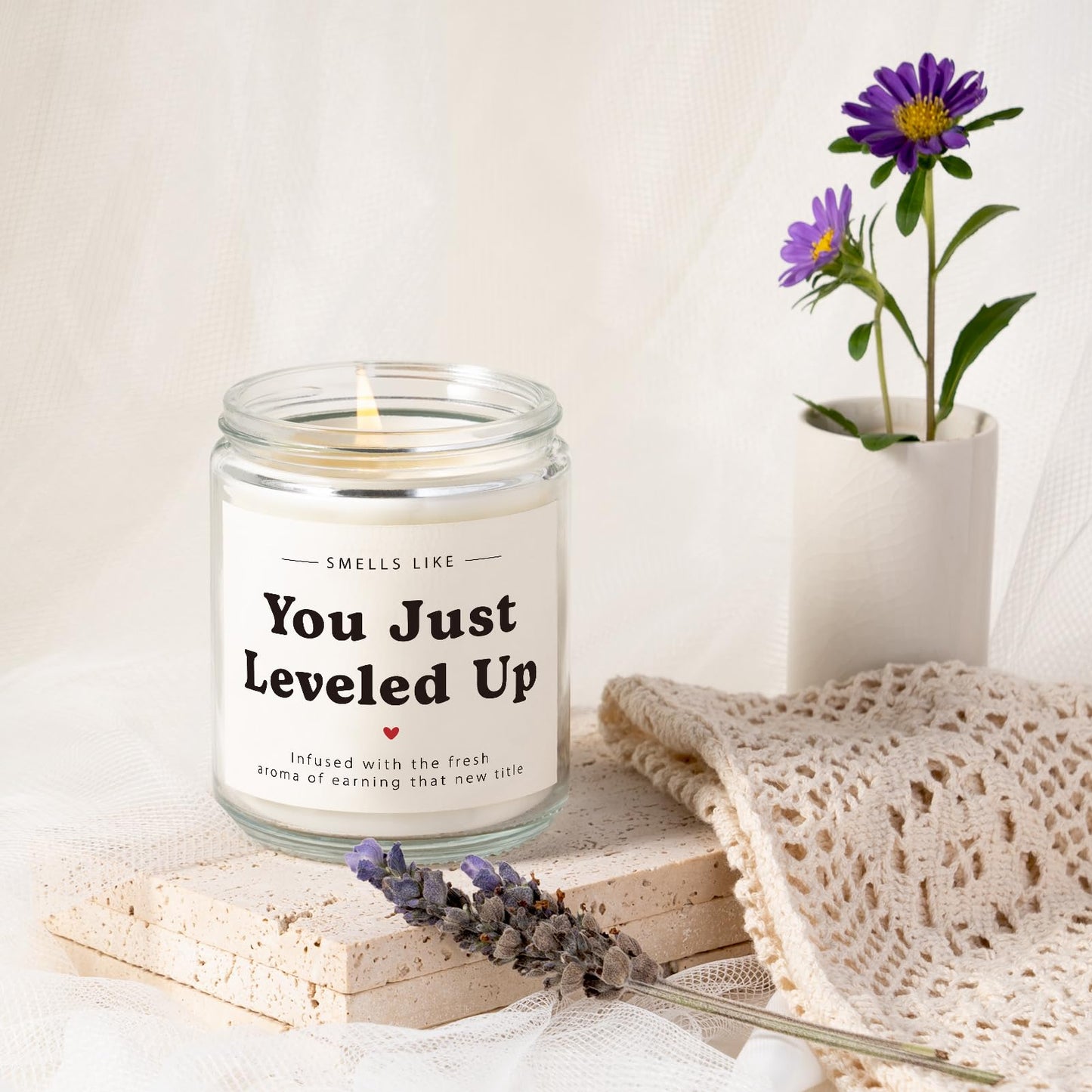 Congratulations Gifts for Women, Promotion Gifts for Women Men, Funny Gift for Promoted Ideas - Lavender Scented Candles, Congrats Presents for Family Friend Coworker Teachers