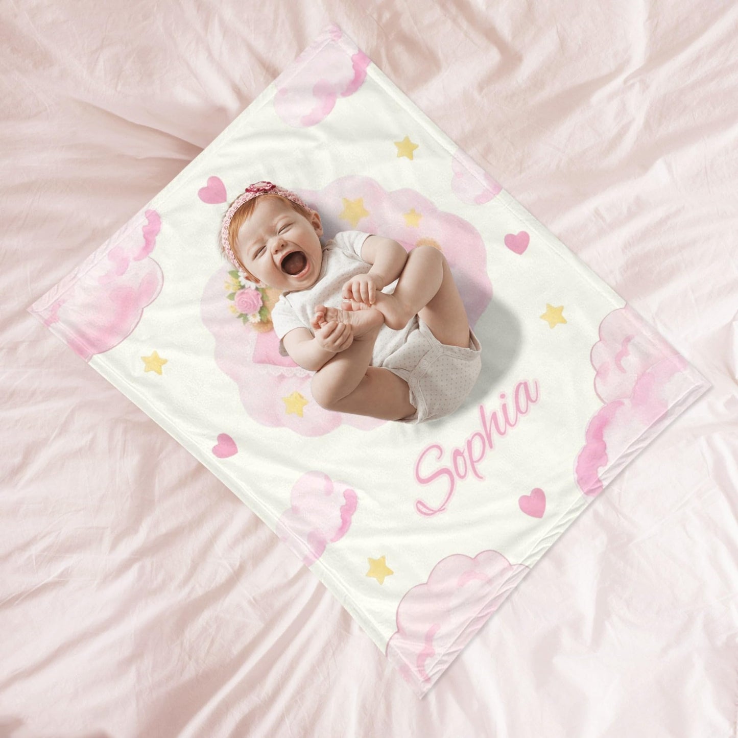 Ships Next Day, Personalized Baby Blanket for Boys Girls - Printed in USA, Custom Cartoon Blanket with Name Soft Flannel, Brithday Gifts for Baby Kids Toddlers Newborn (Baby Bear)