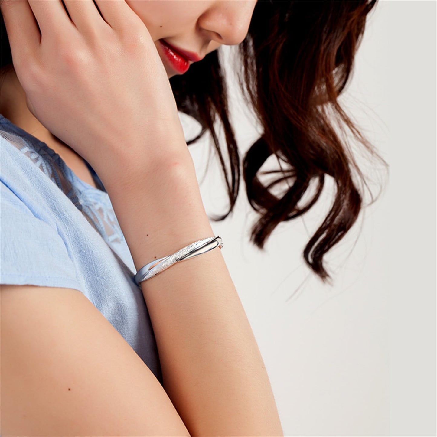 Handmade 925 Sterling Silver Bangle Bracelets For Women Irregular Hammered Cuff Bangles Weave Twist Braid Bangle Bracelets Mobius Eternal Infinity Cuff Bangles Open Adjustable Bangles For Women Gifts