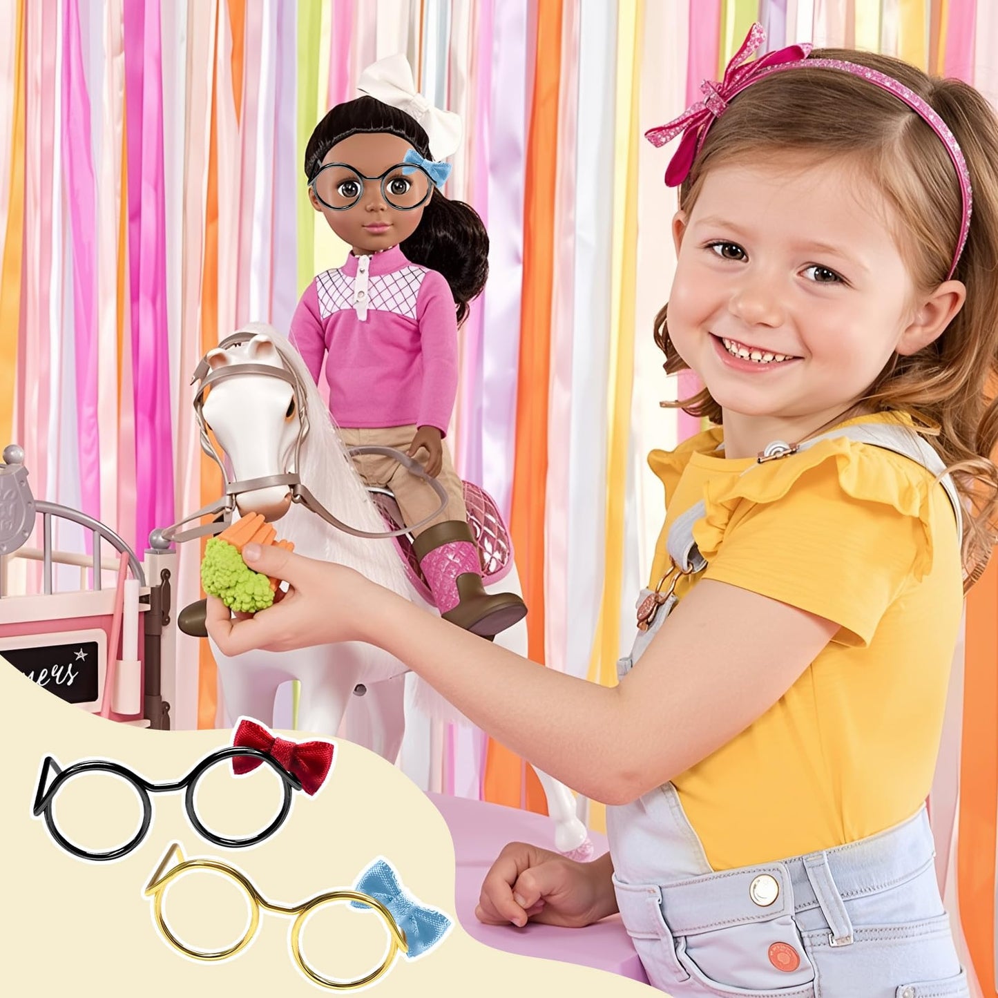 WANIGIF 10 Pcs,Doll Glasses,Mini Metal Wire Rim, Tiny Mini Glasses For Dolls, Plush Dolls Accessories,For Doll Costume,Dolls Dress Up(5 Black + 5 Gold)