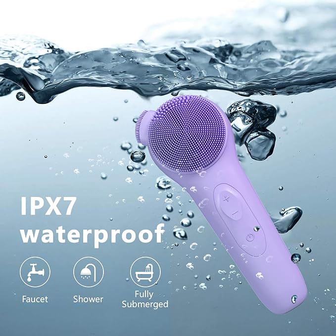 Landmore Silicone Face Scrubber Exfoliator, Electric Facial Cleansing Brush 5 Cleansing Modes with Thermal Compress for Men & Women, Waterproof Face Wash Brush for Deep Cleaning Exfoliating Massaging