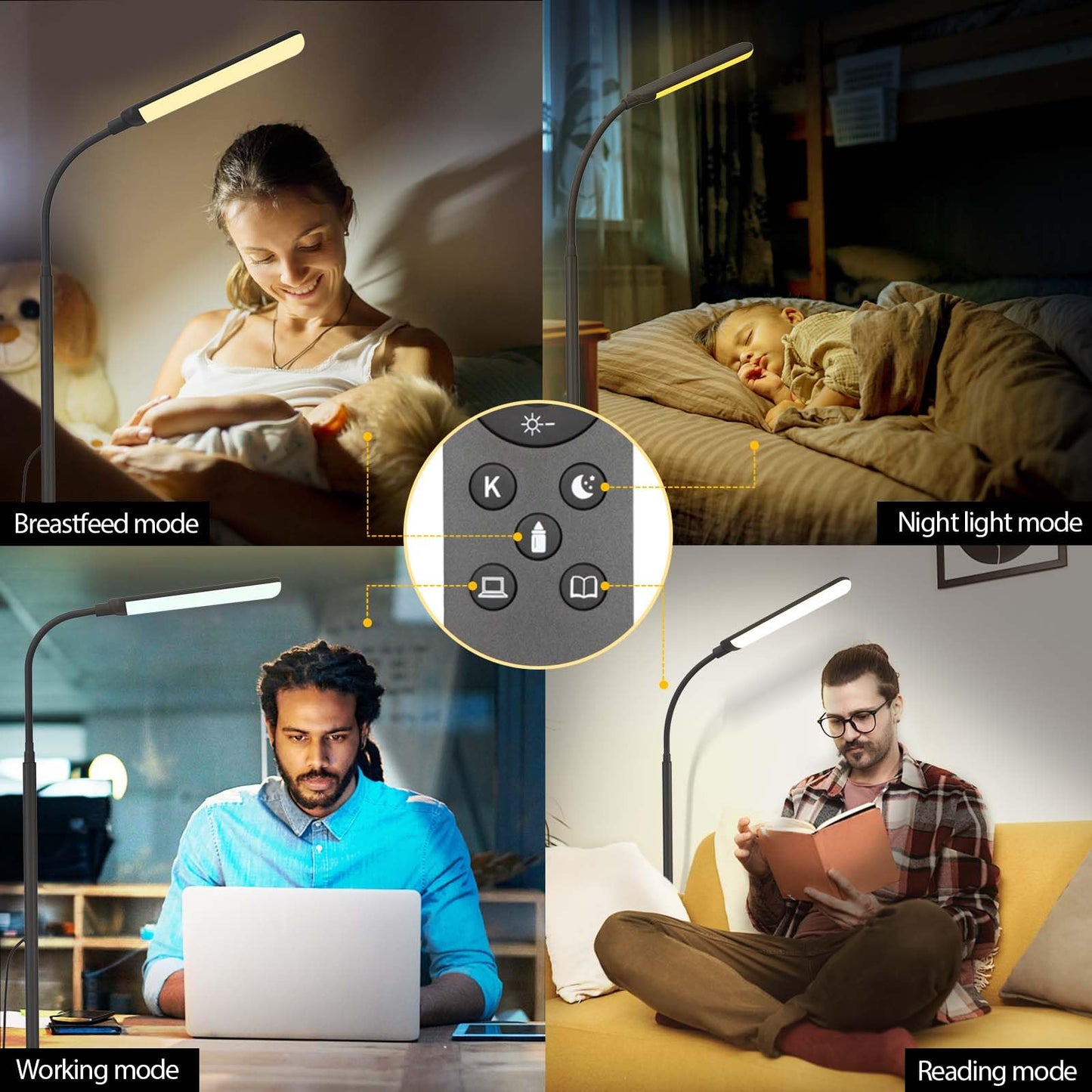 Aisutha LED Floor Lamp, 18W Super Bright Floor Lamp for Living Room, Adjustable Stepless Colors & Brightness Standing Lamp, Eye Caring Reading Light with Remote
