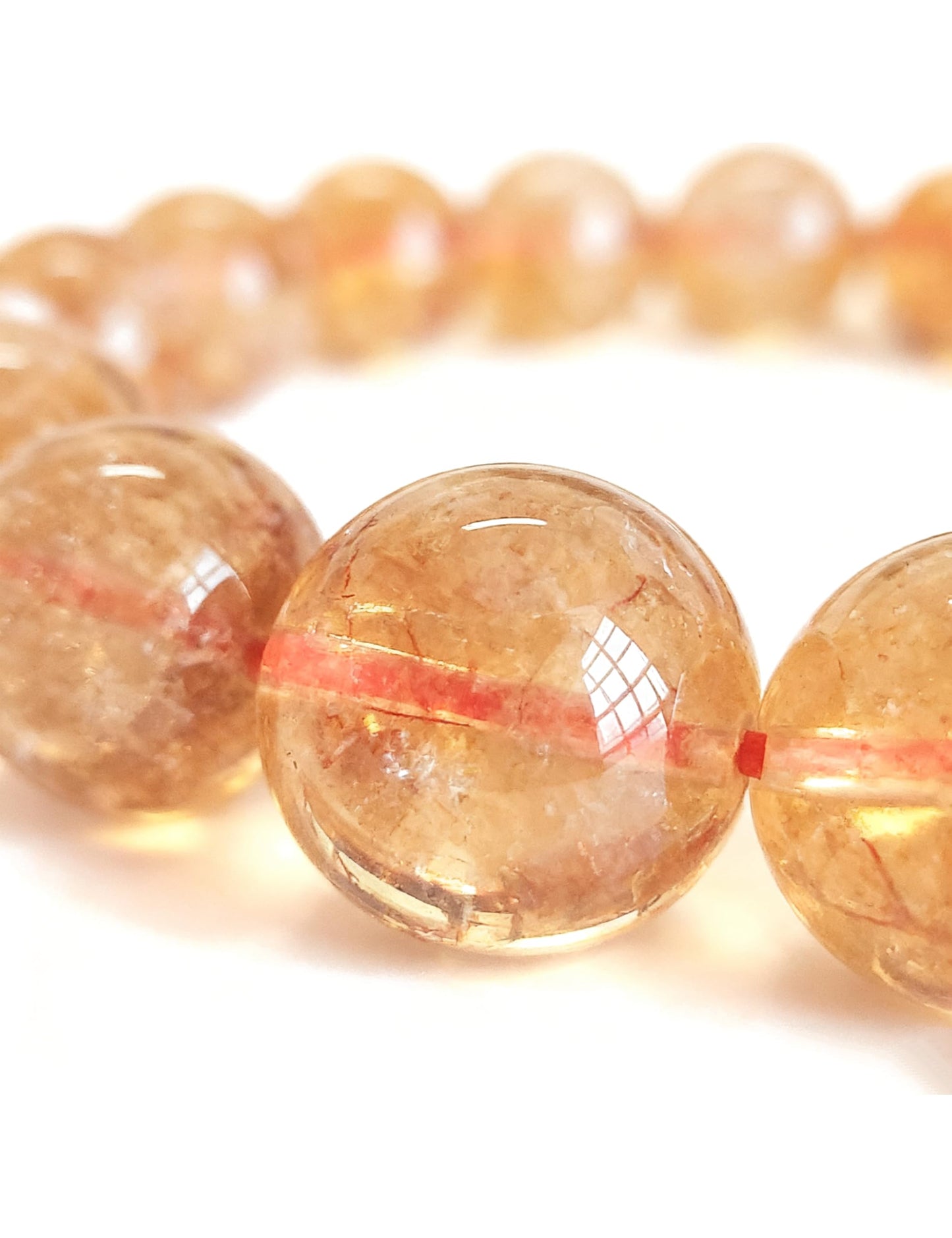 Silan's Yellow Phantom Quartz Bracelet for Women, Natural Crystal Stretch Elastic Adjustable Bracelet with Lucky Card, Gift for Her (7-8mm)