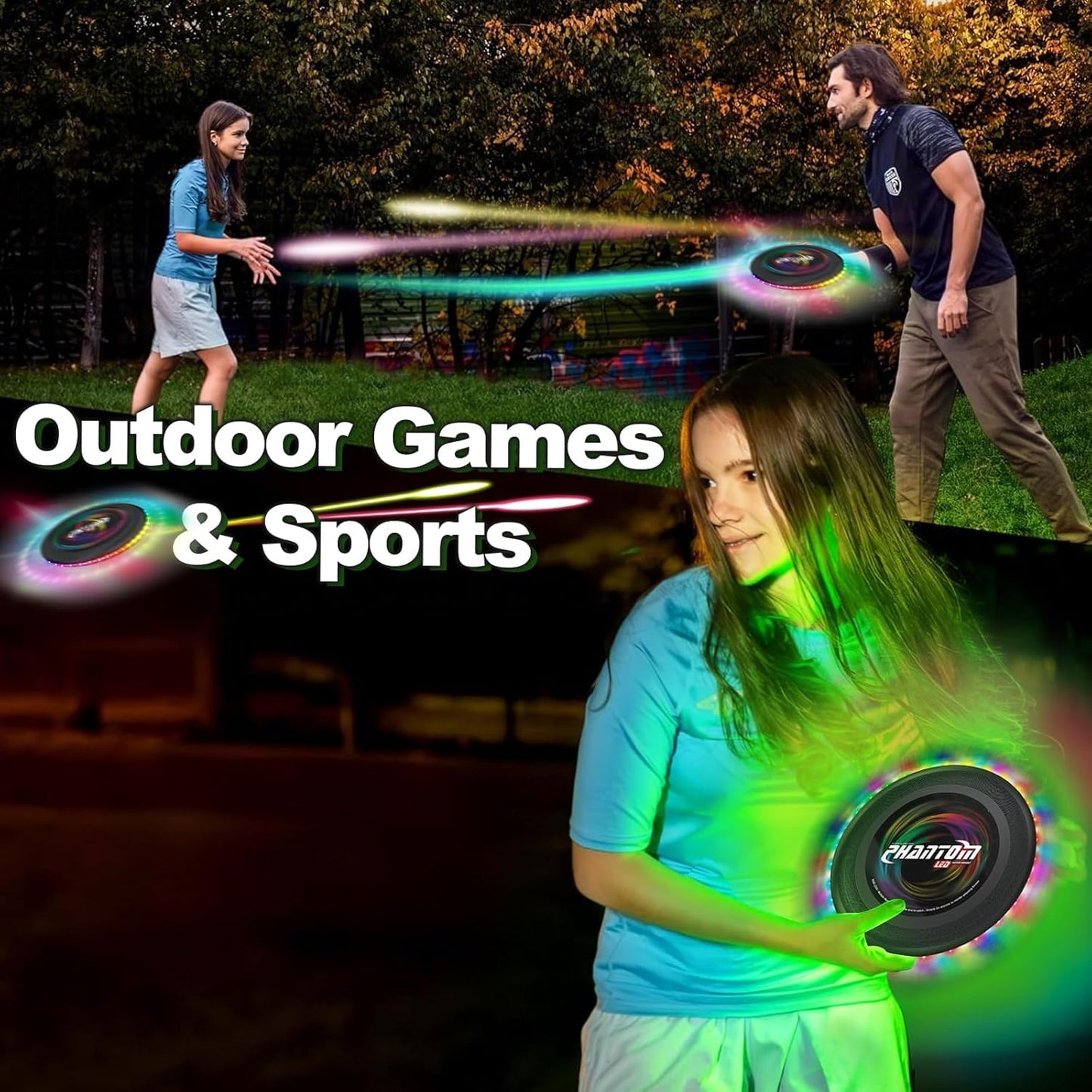 StyleBoon Flying Disc with Million LED Colors Total 41 LEDs Powered, 35 Brilliant LED at Edge 13 Lighting Modes Waterproof Flying Ring, Camping for Kids Teens Aduits for Kids, Perfect Ages 6+