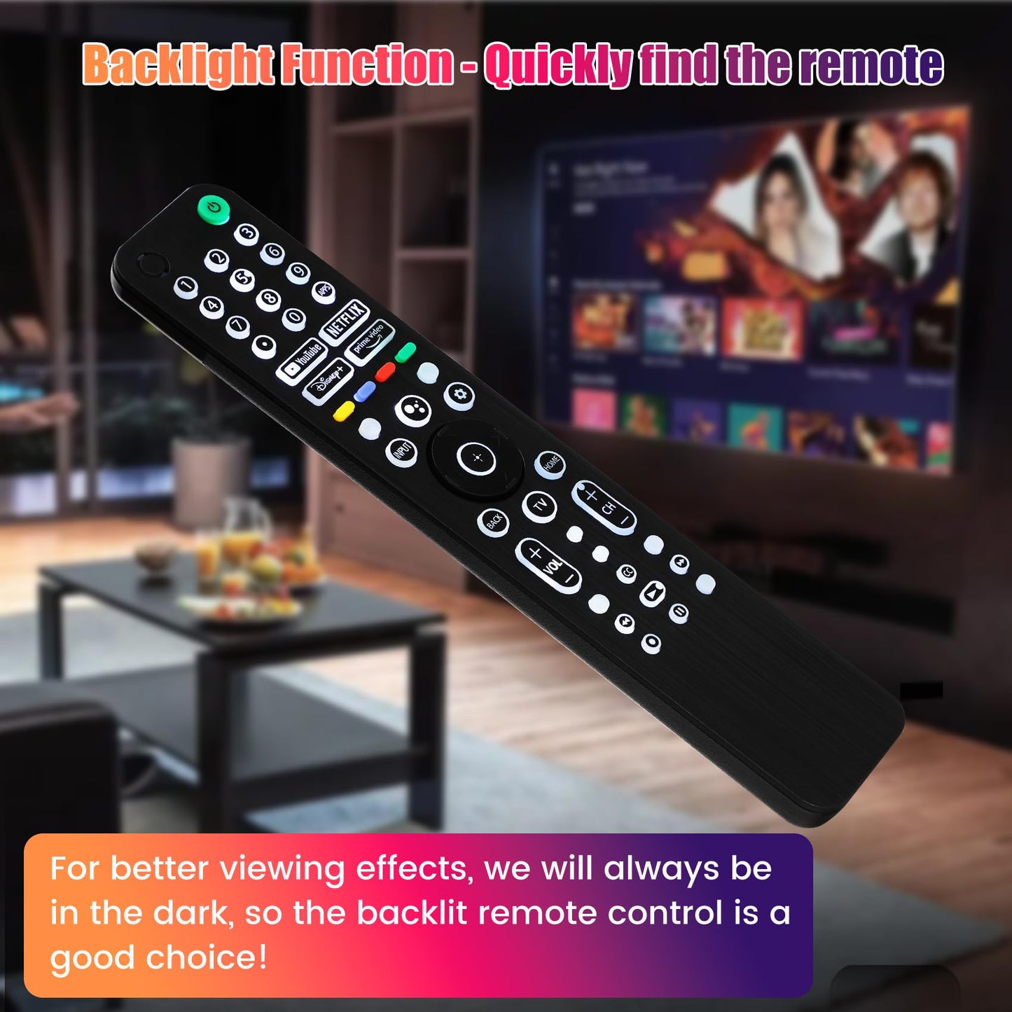 Universal Backlit Remote for Sony TV, for All 2019-2025 Sony Remote Control for Smart TV with Voice Control, Replacement Remote for Bravia XR/XBR/KD Series Google TVs, Backlight, 1 Year Full Warranty