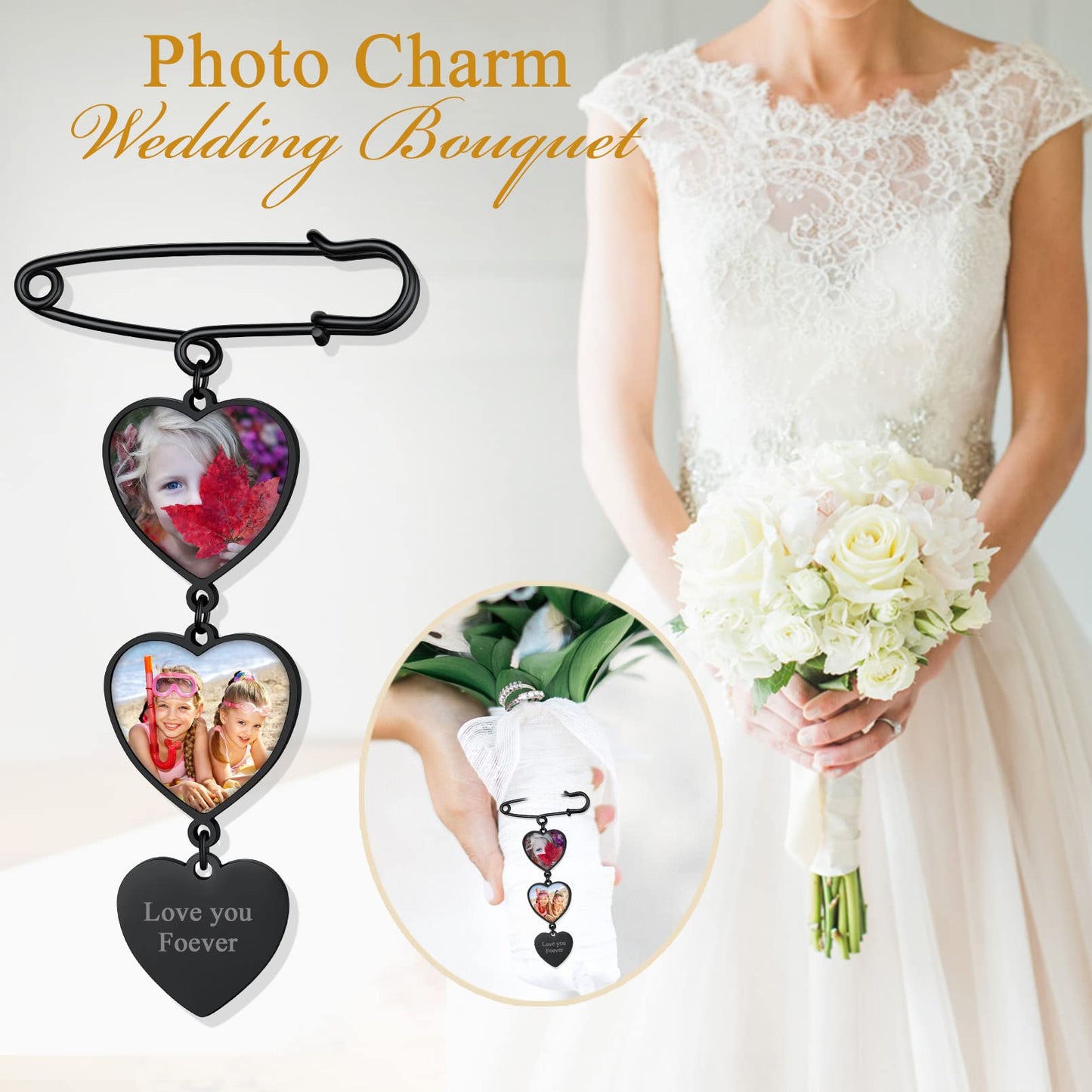 Custom4U Wedding Boutonniere Photo Pin Personalized Memorial Picture Brooch Pins