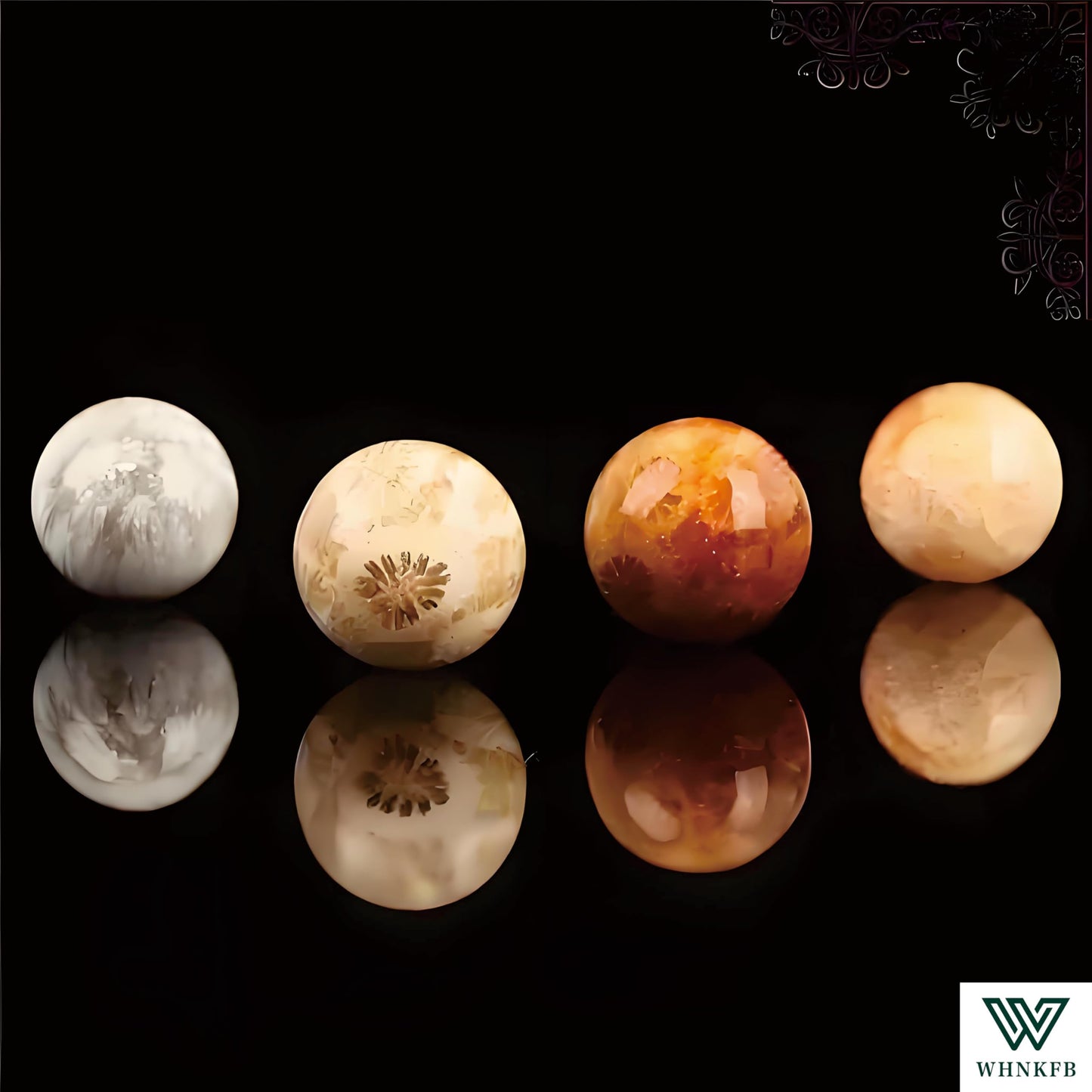 WHNKFB 8mm 50PCS Natural Chrysanthemum Stone Round Beads, Floral Pattern Loose Gemstone Beads for Jewelry Making Craft - 4mm 6mm 8mm 10mm Options with Free Elastic Cord