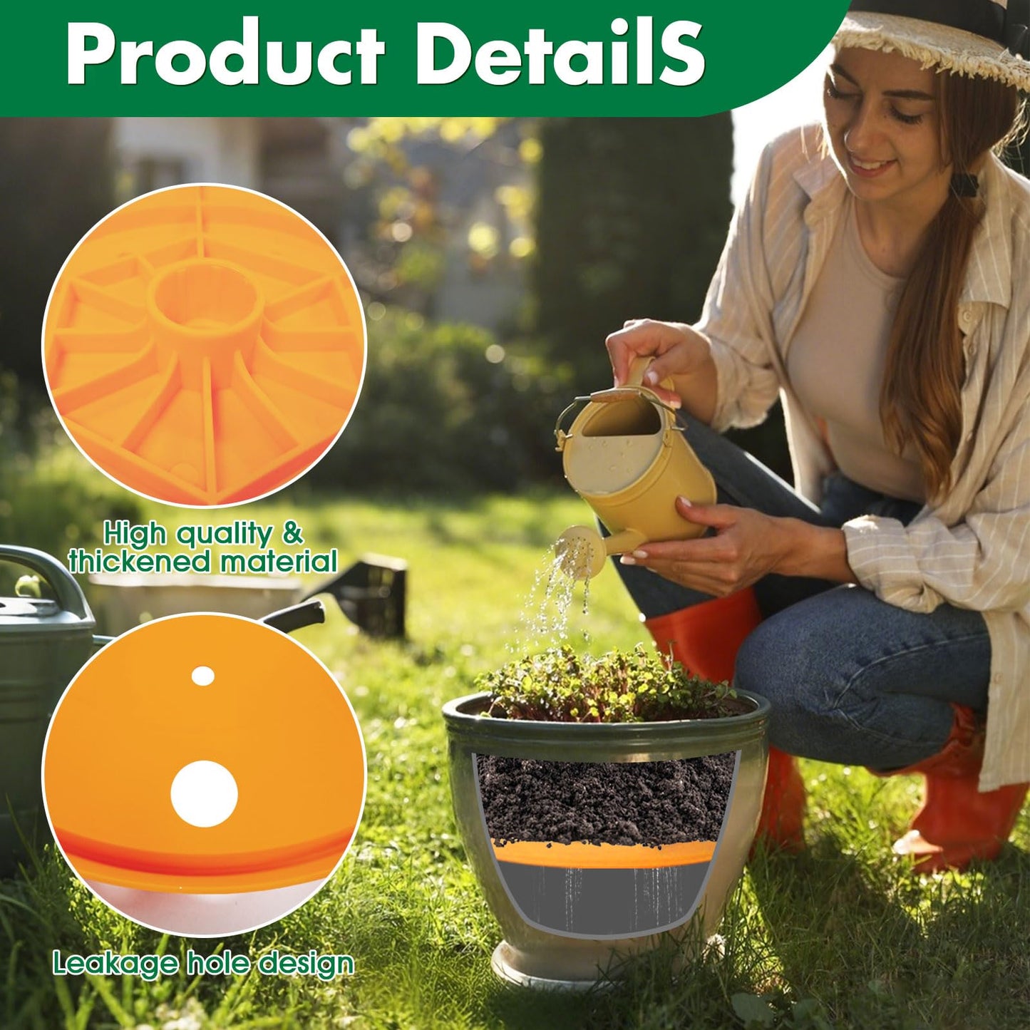 Tryitsbest Round Planter Insert for Large Pots, 8" Tall Flower Pot Fillers for Planters with Drainage Holes for Indoor Outdoor Gardening Plants Container (1 Pack, 8 inch)