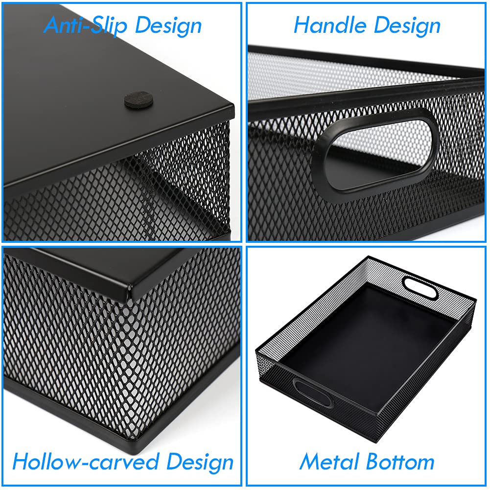 EsOfficce Desk Drawer Organizer, A4 Large Metal Mesh Desk Rrganizer Tray, Versatile Storage Box Set for Office Home Supplies,13 x 9 inches