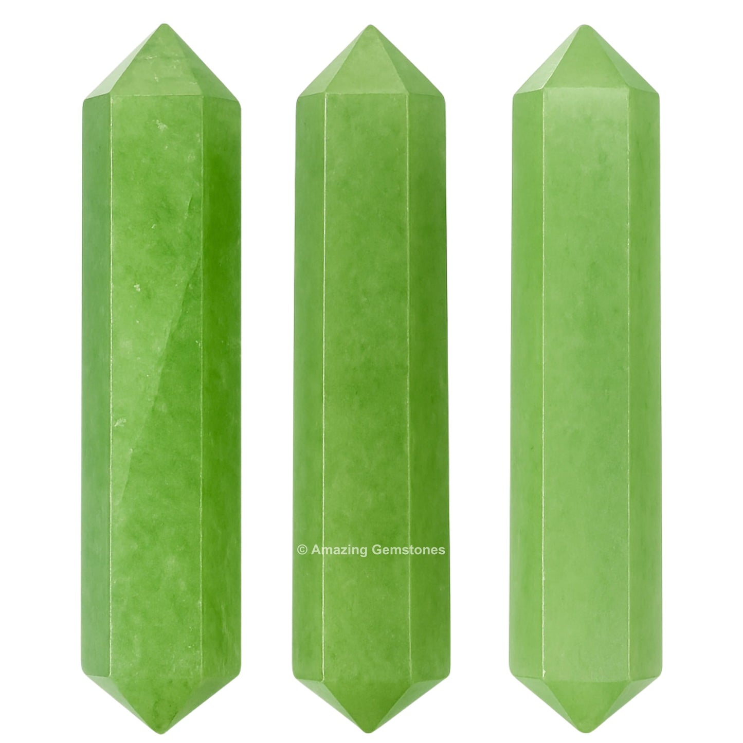 Amazing Gemstone Green Aventurine Crystal Points Bulk Healing Crystals - Pack of 3 Double Terminated Healing Wand Point Bulk Crystals for Crafts,Crystal Grid,DIY Work - Premium Crystals for Beginner