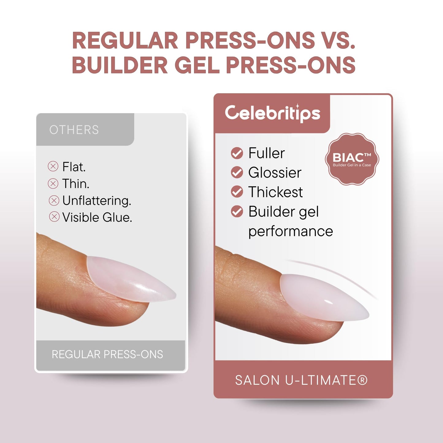 Celebritips Press On Nails - Salon U-ltimate™ | Sheer Milk, Extra Short Almond Nails, Reusable | 16 sizes - 32 Nails Kit with Glue and Sticky Tabs