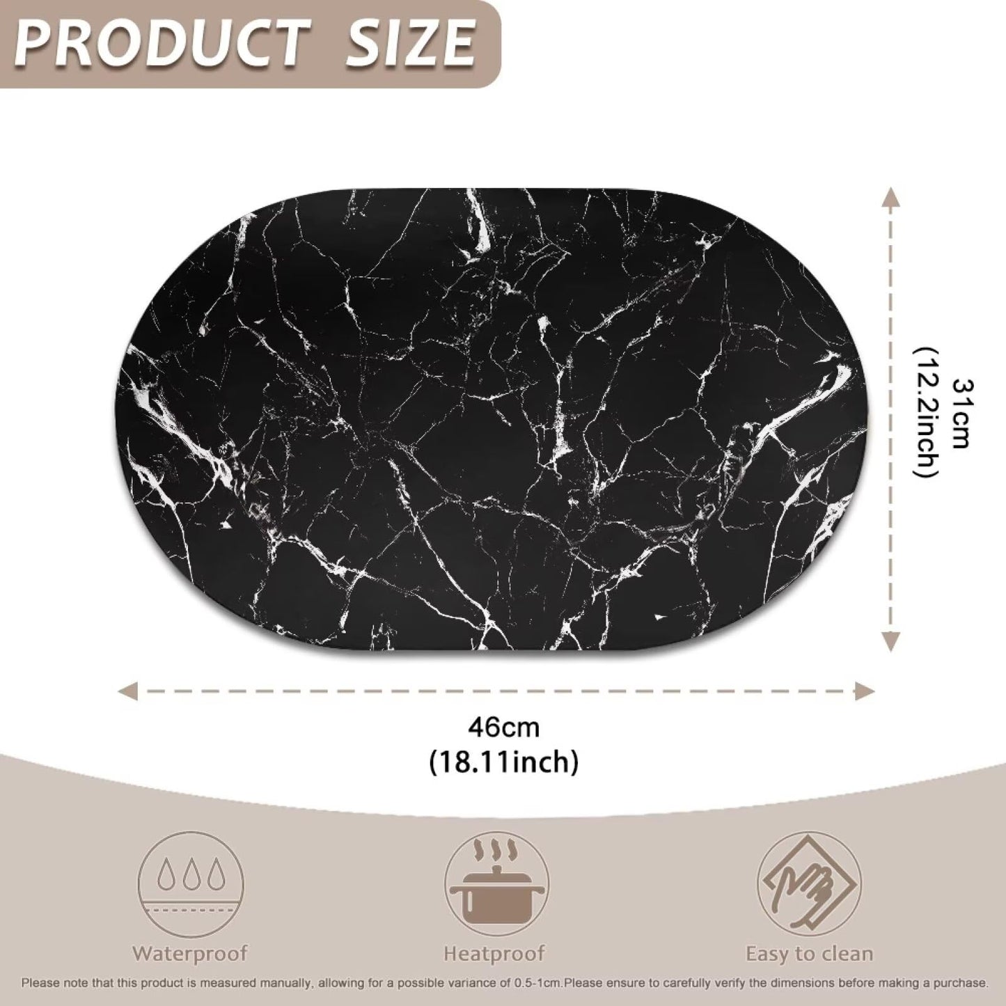 Qehuruxo Marble 4 Piece Placemat Set Waterproof Easy to Wipe Clean Place Mats PU Leather Placemats Heat Resistant Dining Table Placemat Dinner Table Protector