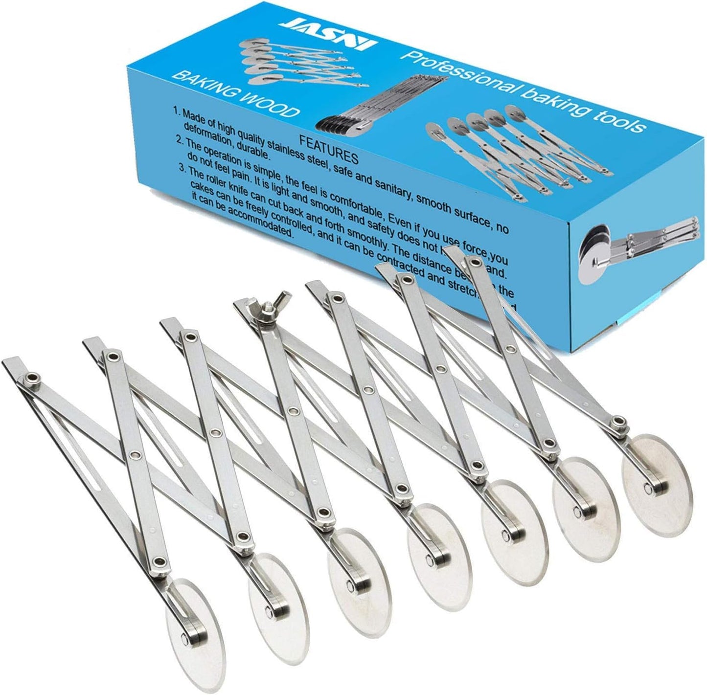 Food Grade Stainless Steel Pizza Cutter Multi-Wheel Dough Divider Pastry Knife Baking Cutter (7, Wheel)