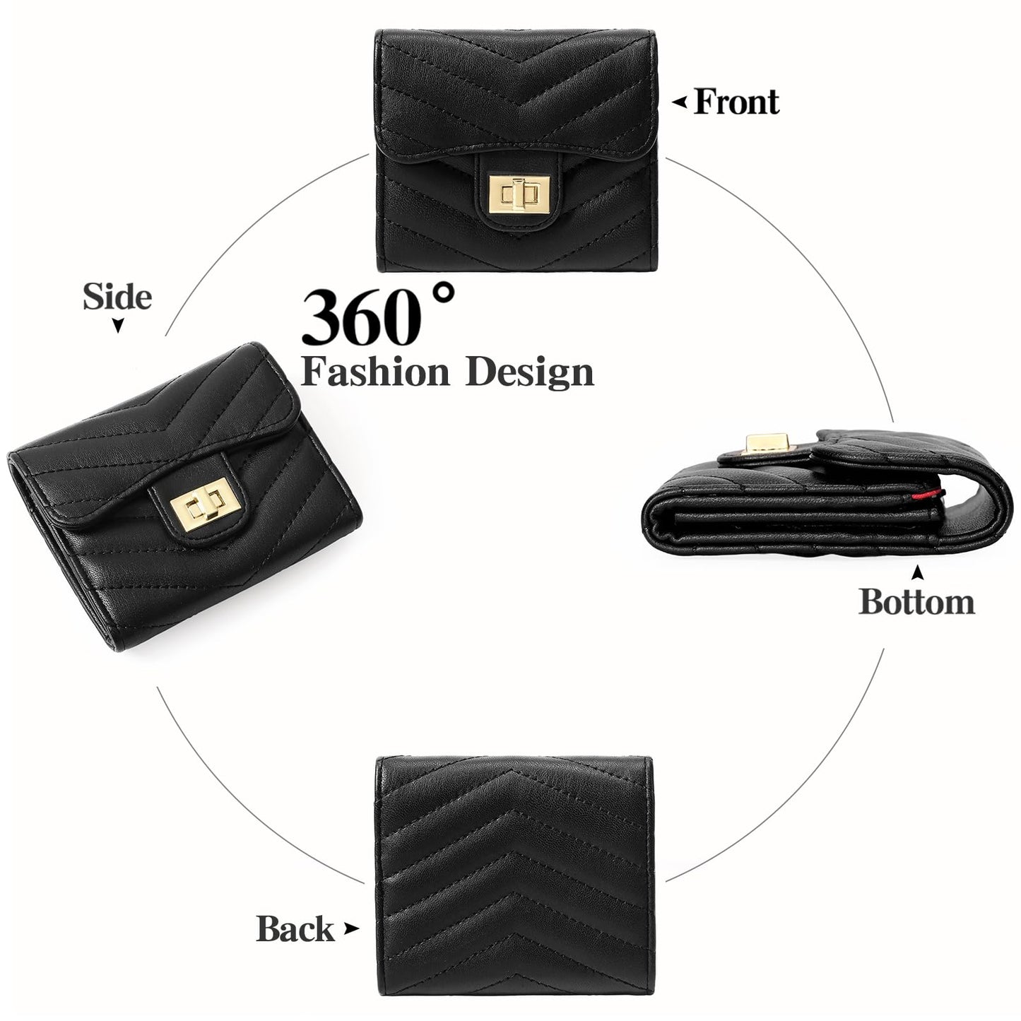 BVEOGMRO Small Wallet Women Vegan Leather Card Holder Ladies Wallets Purse with 6 Card Slots Zipper Pocket