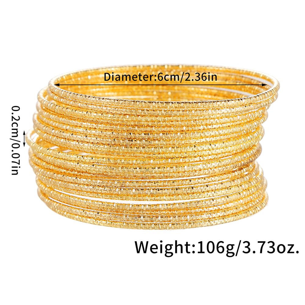 RINTOLER 20Pcs Gold Bangles Bracelets Set for Women - Multi Layer Stackable Textured Thin Bracelets Indian Bangles Boho Jewelry Set (A-20PC Gold)