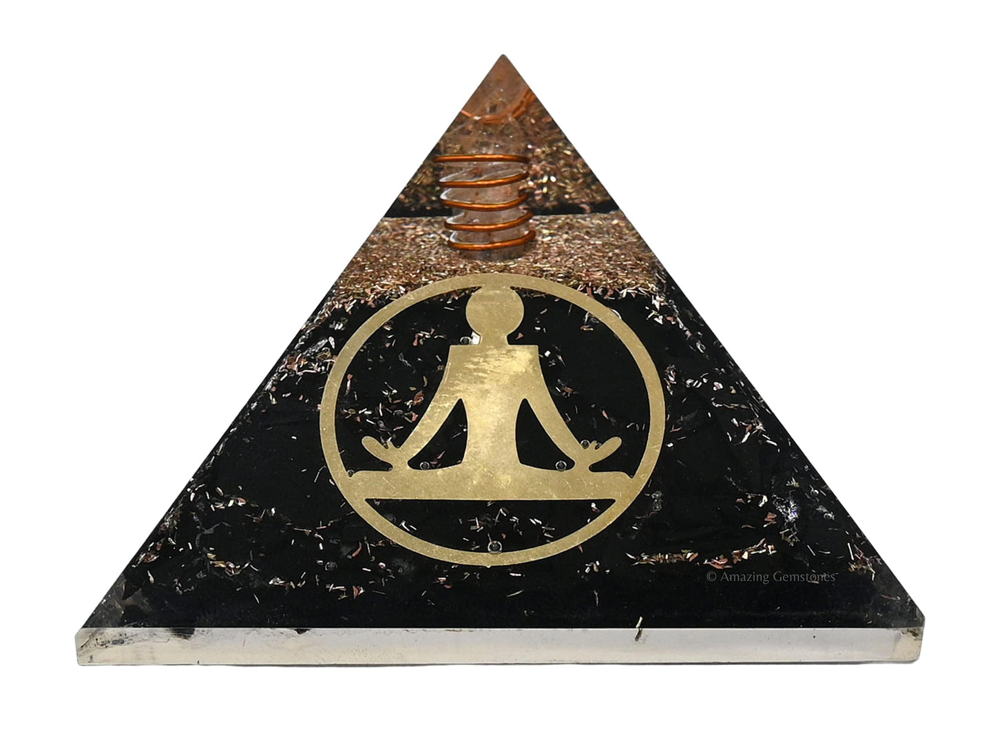Amazing Gemstone Large Black Tourmaline Orgone Pyramid Crystal, Yoga Buddha Orgonite Pyramid - Positive Energy Healing