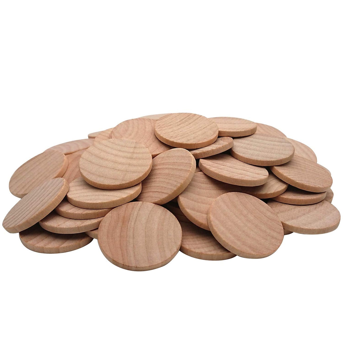 1.5 Inch Natural Wood Slices Unfinished Round Wood Coins for DIY Arts & Crafts Projects, 100 per Pack.