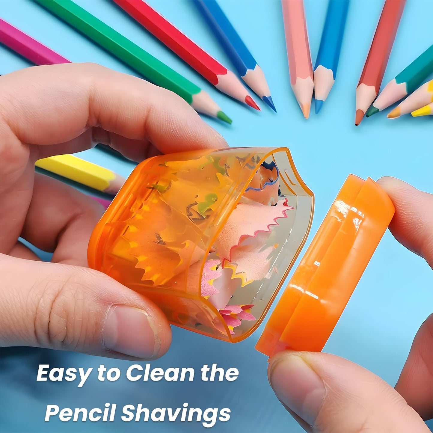 Aurbuex 7-Pack Manual Pencil Sharpeners Compact & Portable, 4 Colors, Dual-Hole Design for Pencils, Crayons & Eyebrow Pencils Easy Clean, Travel Friendly