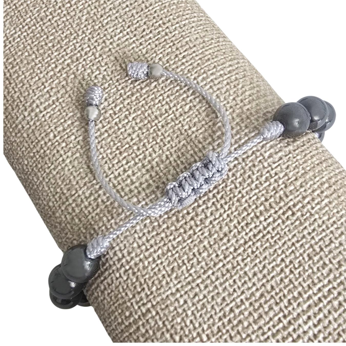 Sabeli Handmade Bracelets Real Natural Stones Healing Protection Focus 8mm Bead Adjustable Macrame Women Men Gemstone Gift (Hematite)