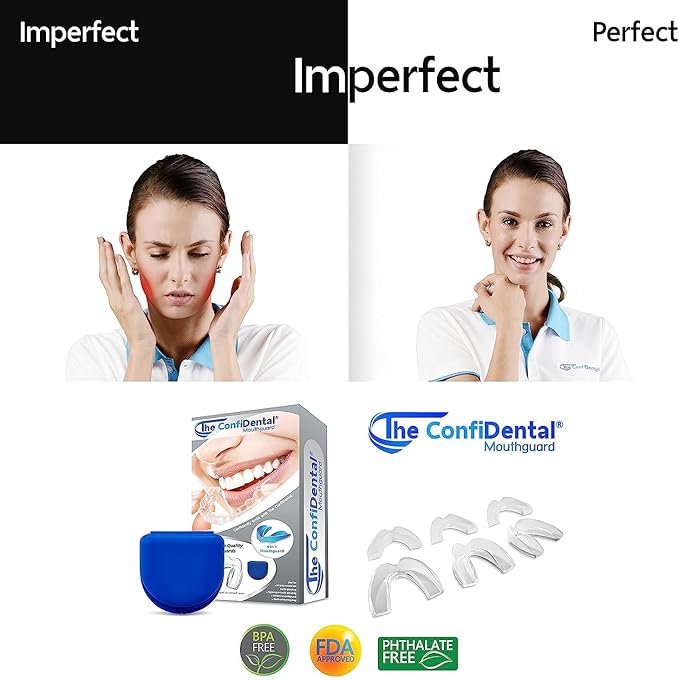 The ConfiDental Mouth Guard for Teeth Grinding & Clenching Pack of 6 Moldable Night Guards for Bruxism, Custom-Fit Protection for Comfortable Day & Night Use