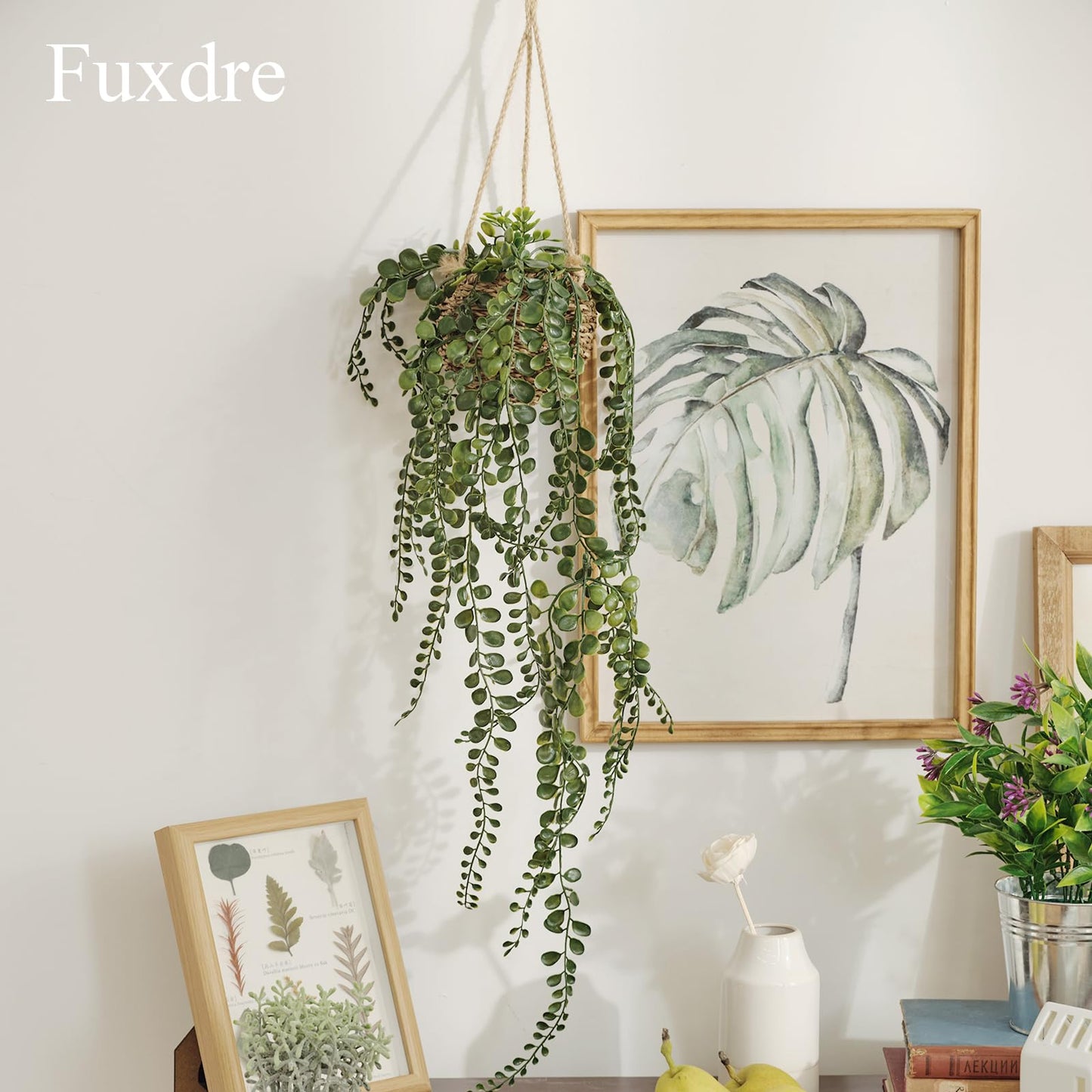 Fuxdre 3 Pack Mini Artificial Hanging Greenary Fake Hanging Plants in Basket for Wall Living Room Decor Bathroom Shelf Home Indoor