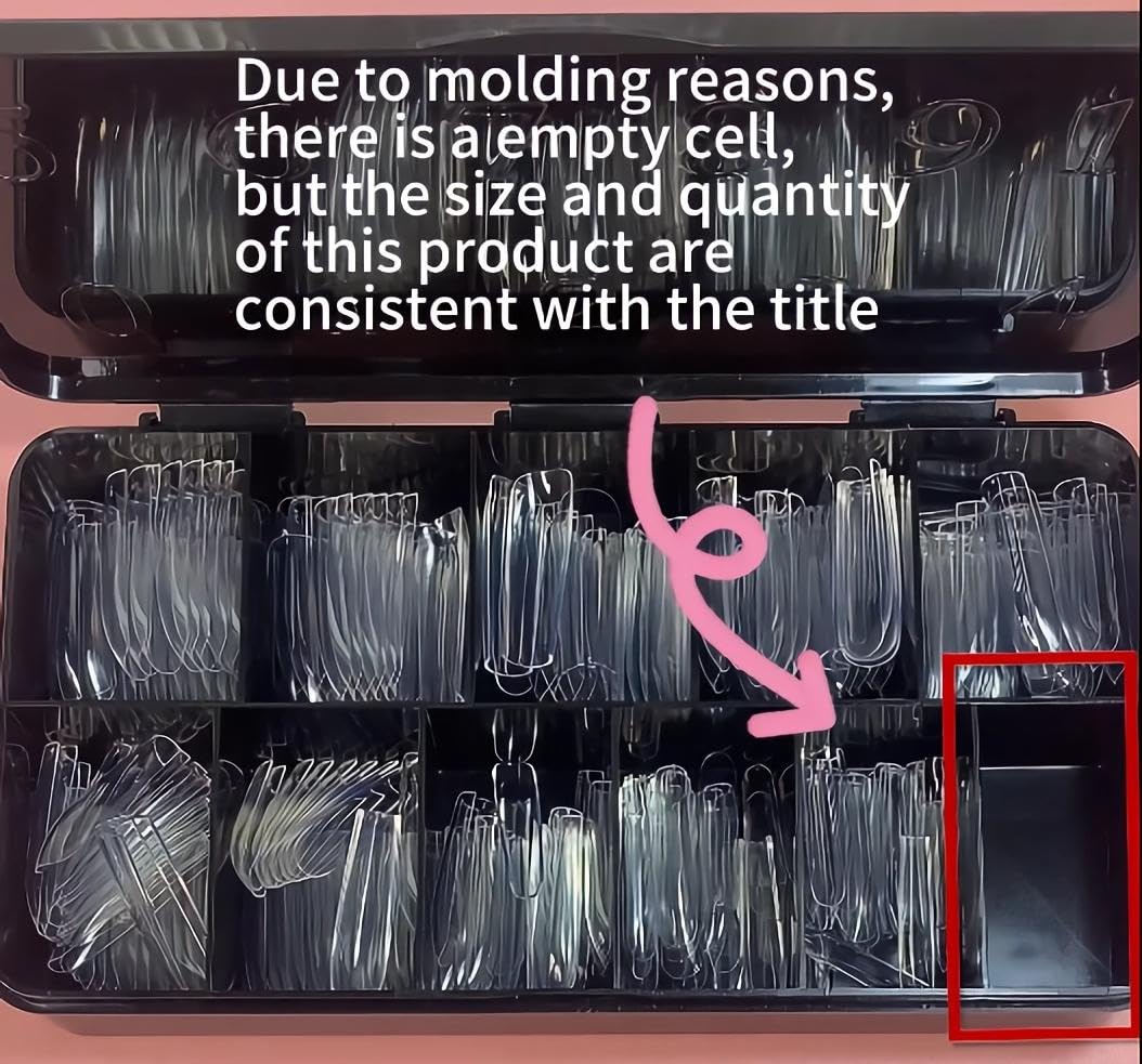 Cycullinyt 500pcs Sculpted XXLong Stiletto Soft Gel Nail Tips, Professional False Nail Tips with Box - 10 Sizes Full Cover Clear Acrylic Press On Fake Nails for Extension Manicure Salon DIY at Home