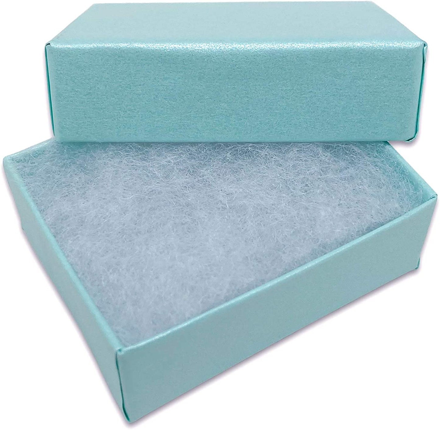 TheDisplayGuys - 25-Pack #11 Cotton Filled Cardboard Paper Jewelry Boxes Gift Case - Pearl Teal (2.1" x 1.8" x 0.8") - for Shipping or Storage