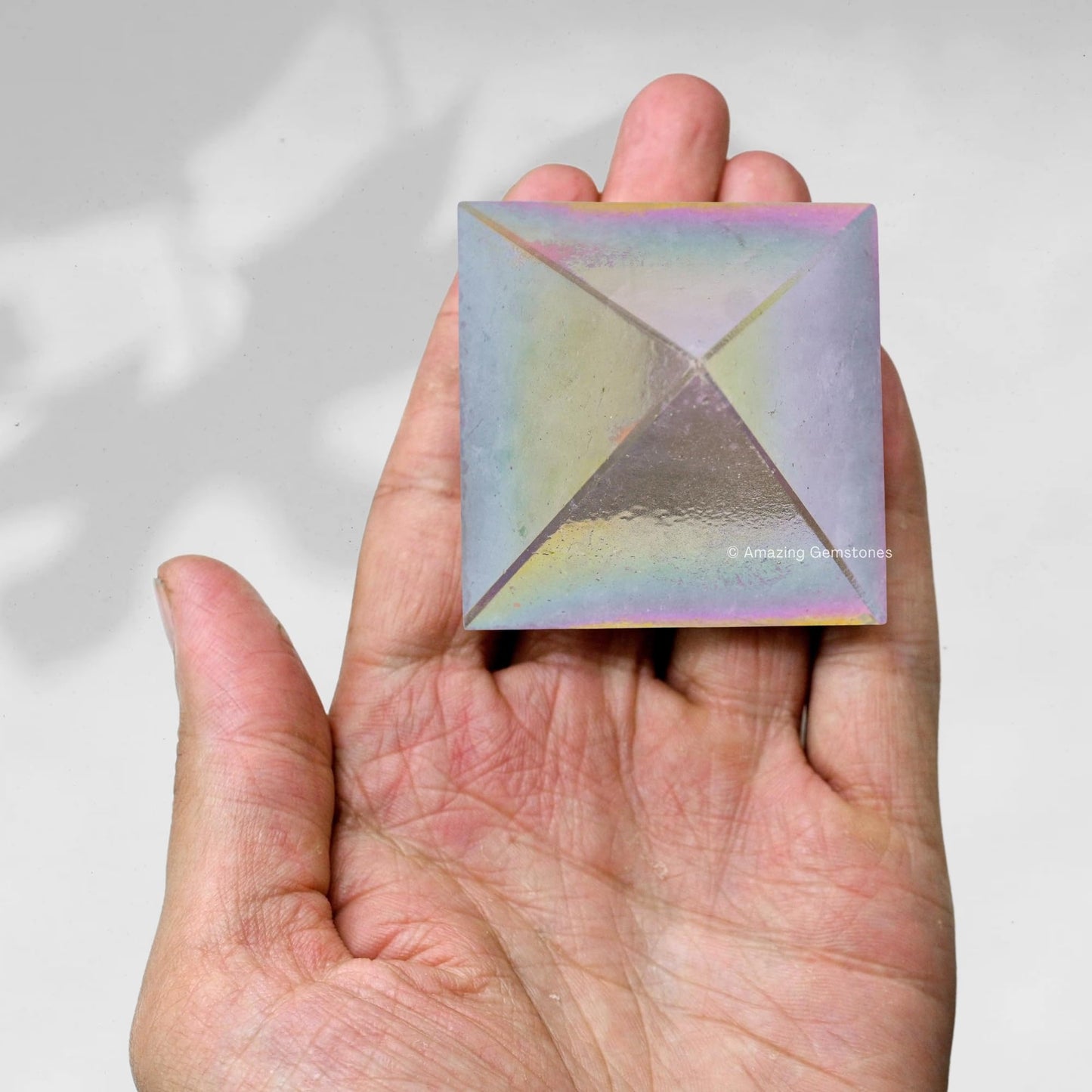 Amazing Gemstone Angel Aura Quartz Pyramid Crystal Healing Stones - 2" Great Pyramid Figurine of Natural Stone Pyramid for Meditation, Reiki, Chakra Balancing and Crystal Pyramids Grid