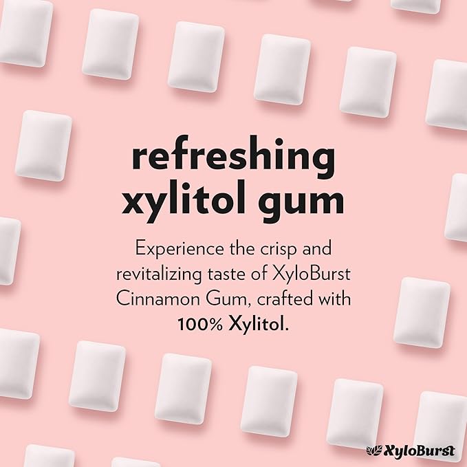 XyloBurst Gum | Xylitol Chewing Gum | Sugar Free, Gluten Free, Keto Friendly | Aspartame Free Gum | Cinnamon | 500-Count Bag