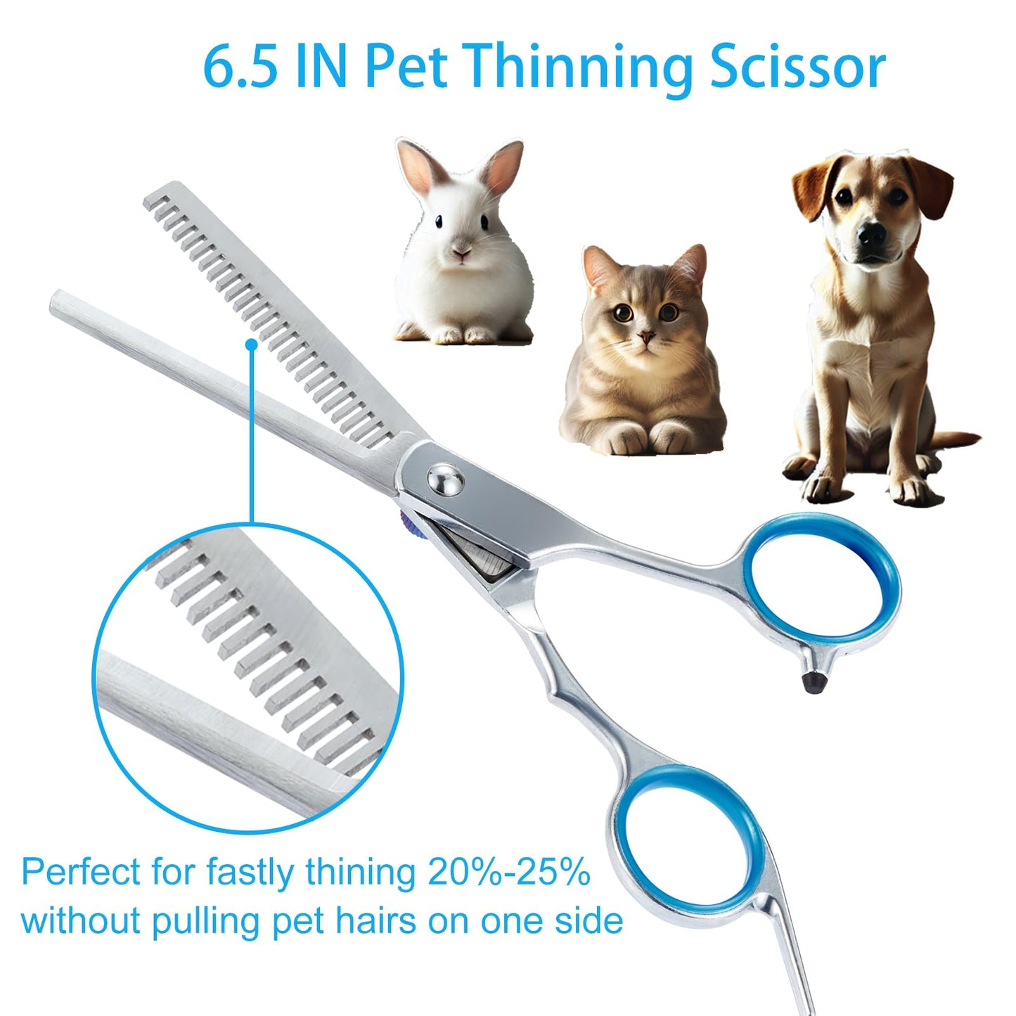 5 in 1 Premium Dog Grooming Scissors, Professional Dog Scissors for Grooming with Safety Round Tips, Lengnoyp Stainless Steel Thinning Shears, Pet Cat Shears for Grooming Kit