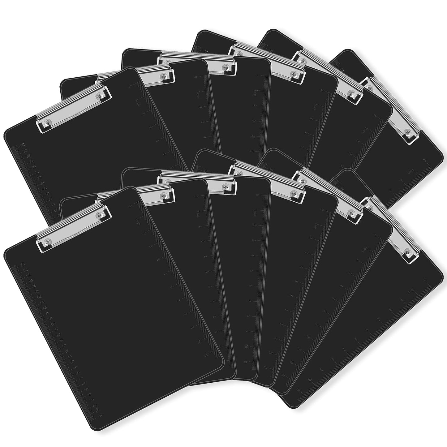 Black Clipboards, PANDRI 12 Pack Plastic Black Clipboards with Low Profile Clip 12.5 x 9 Standard Letter Size Clipboard for classrooms Office