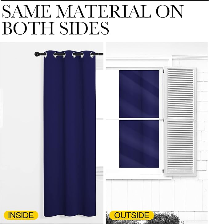NICETOWN Navy Blue Blackout Curtains 48 inches Length for Laundry Room, 2 Panels, 42" Wide, Thermal Insulated Decoration Drapes for Short Window