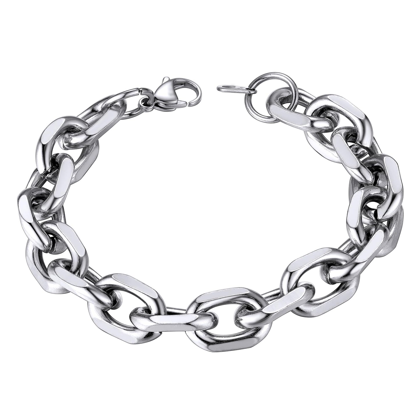 ChainsHouse Stainless Steel Rolo Link Bracelet for Women Men 12mm 8.3 inch Cable Bracelet Men Bangle Xmas Gift
